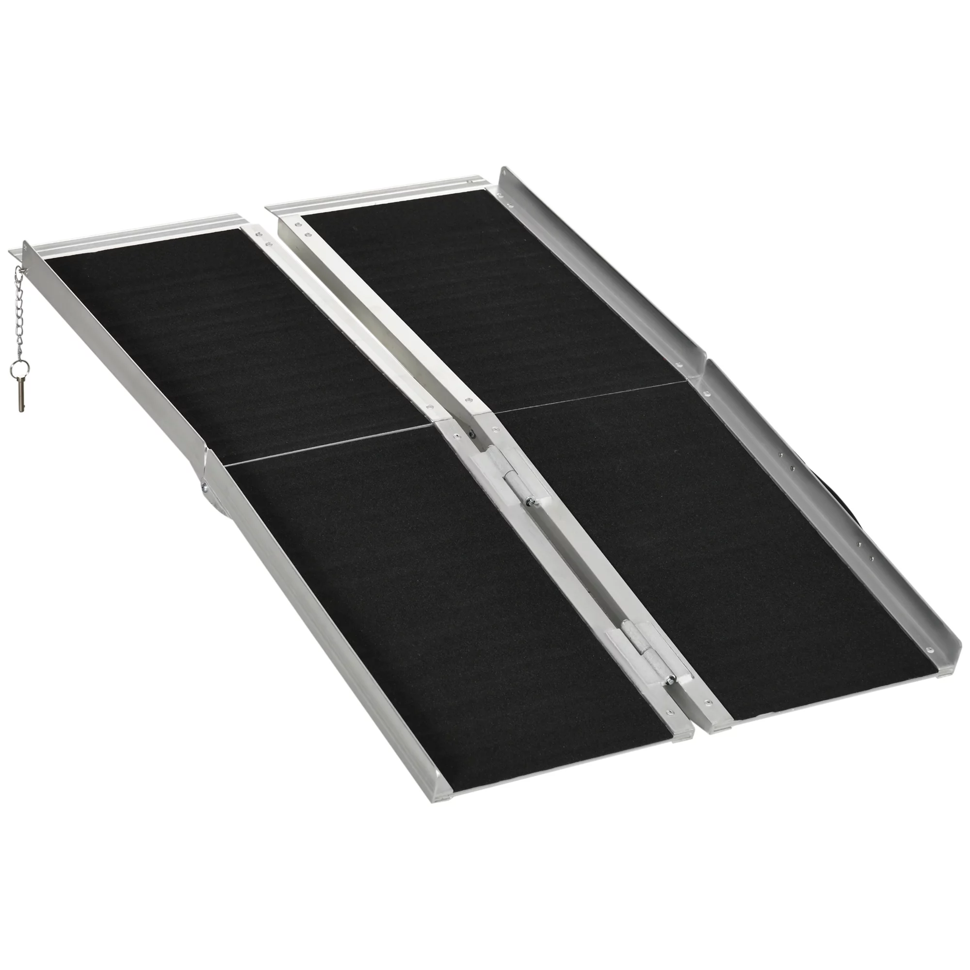 HomCom Lightweight Aluminum Portable Skid-proof PVC Carpeted Folding Wheelchair Ramp, 4 inch