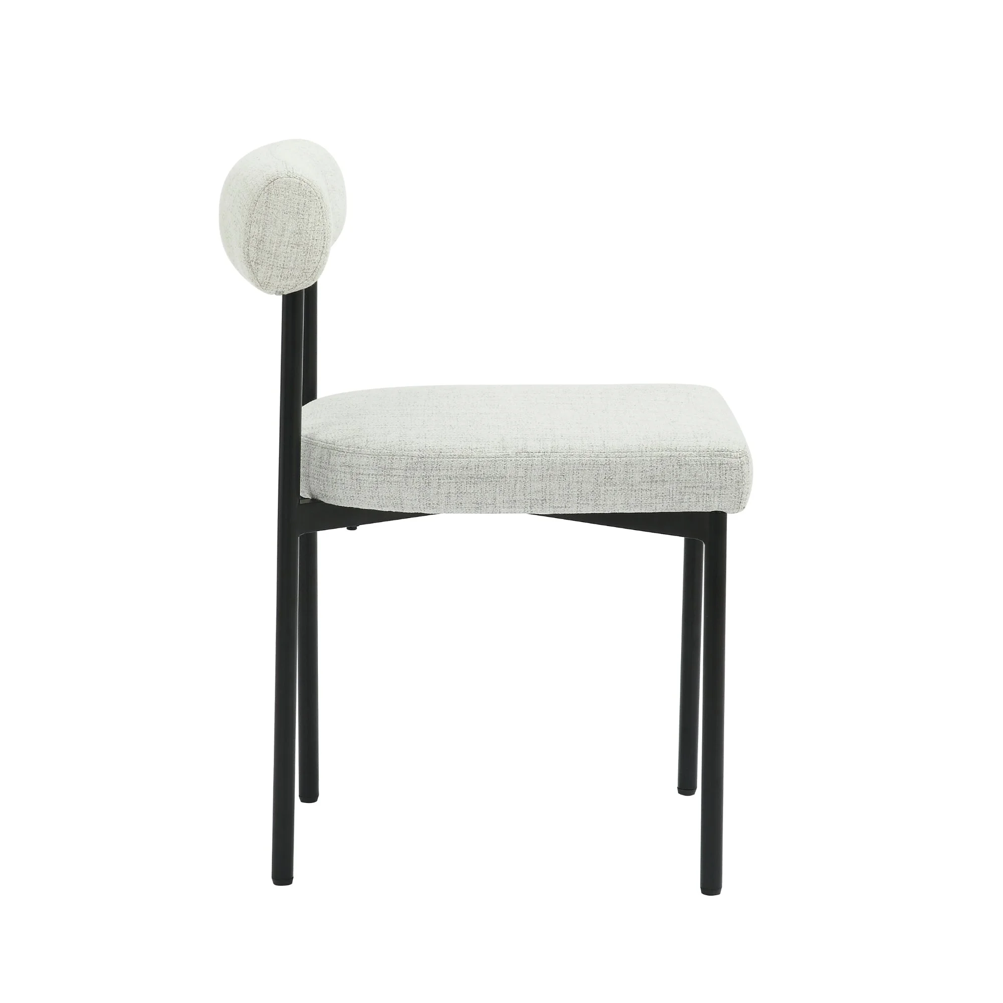 Nathan James Dahlia Modern Kitchen and Dining Chair with Metal Legs and Padded Cushion Upholstery, Light Gray/Black