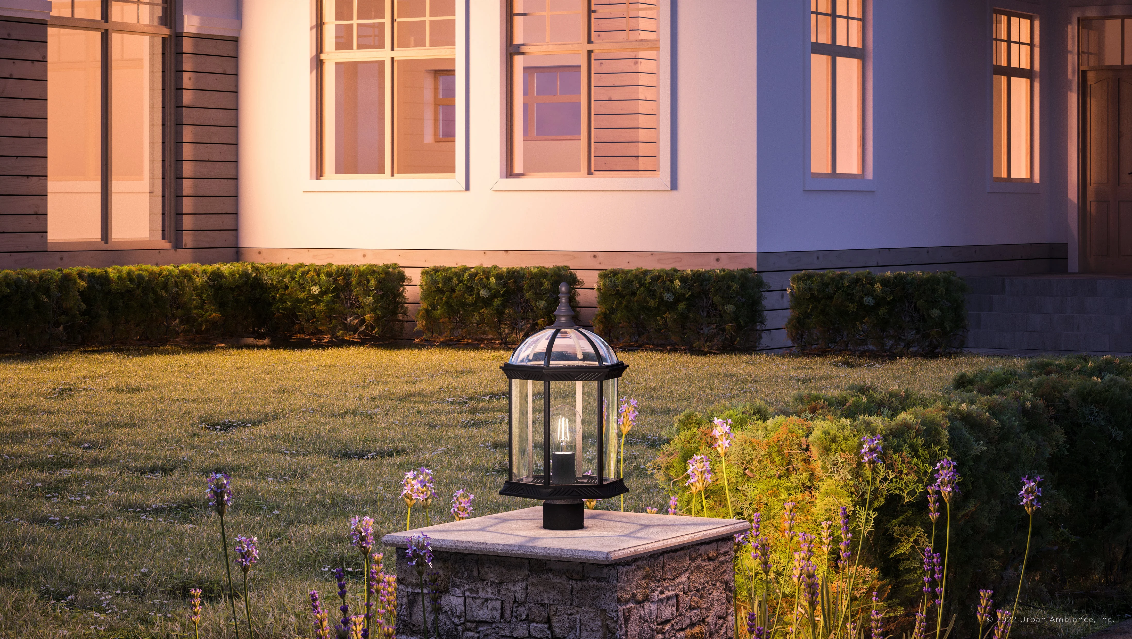 Luxury Transitional Post Light, 18.125H x 9.75W, with Traditional Style, Midnight Black, UHP1379 by Urban Ambiance