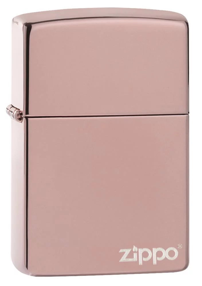Zippo High Polish Rose Gold Zippo Logo Pocket Lighter