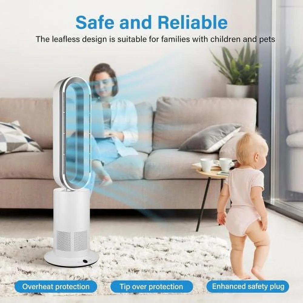 34 Inch Bladeless Tower Fan Heater and Fan Combo Oscillating Fan