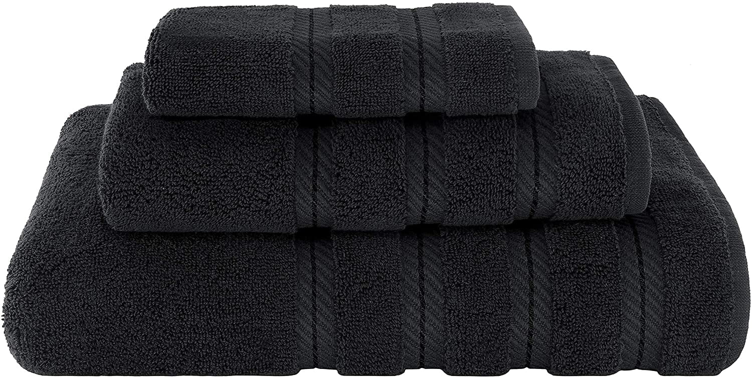 American Soft Linen 3 Piece, 100% Genuine Turkish Cotton Premium & Luxury Towels Bathroom Sets, 1 Bath Towel 27x54 inch, 1 Hand Towel 16x28 inch & 1 Washcloth 13x13 inch Black