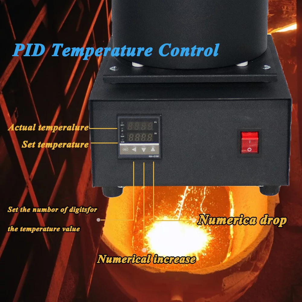 3KG Gold Melting Furnace,1400W 2000F Digital Electric Melting Furnace with Graphite Crucible 110V Refining Casting Furnace