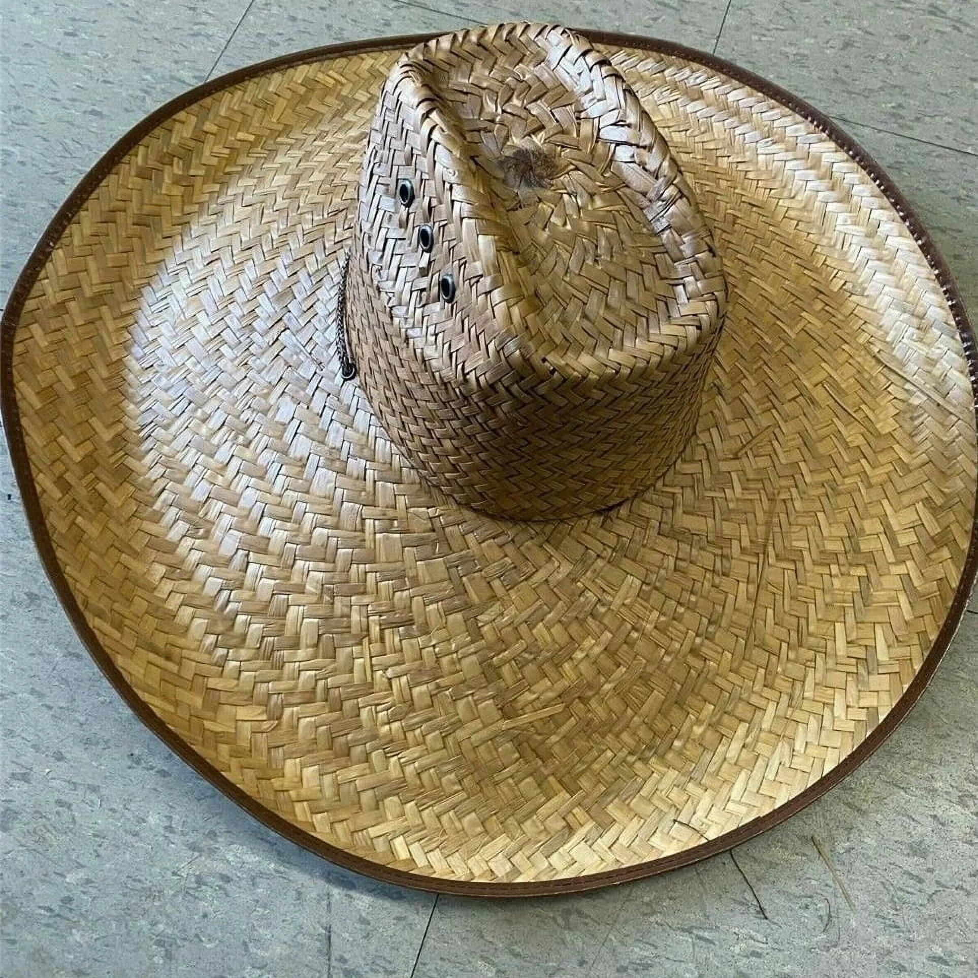 XL BRIM NATURAL Straw Summer HAT SOMBRERO BEACH GARDENING LIFEGUARD 81 MEXICO - New with box/tags