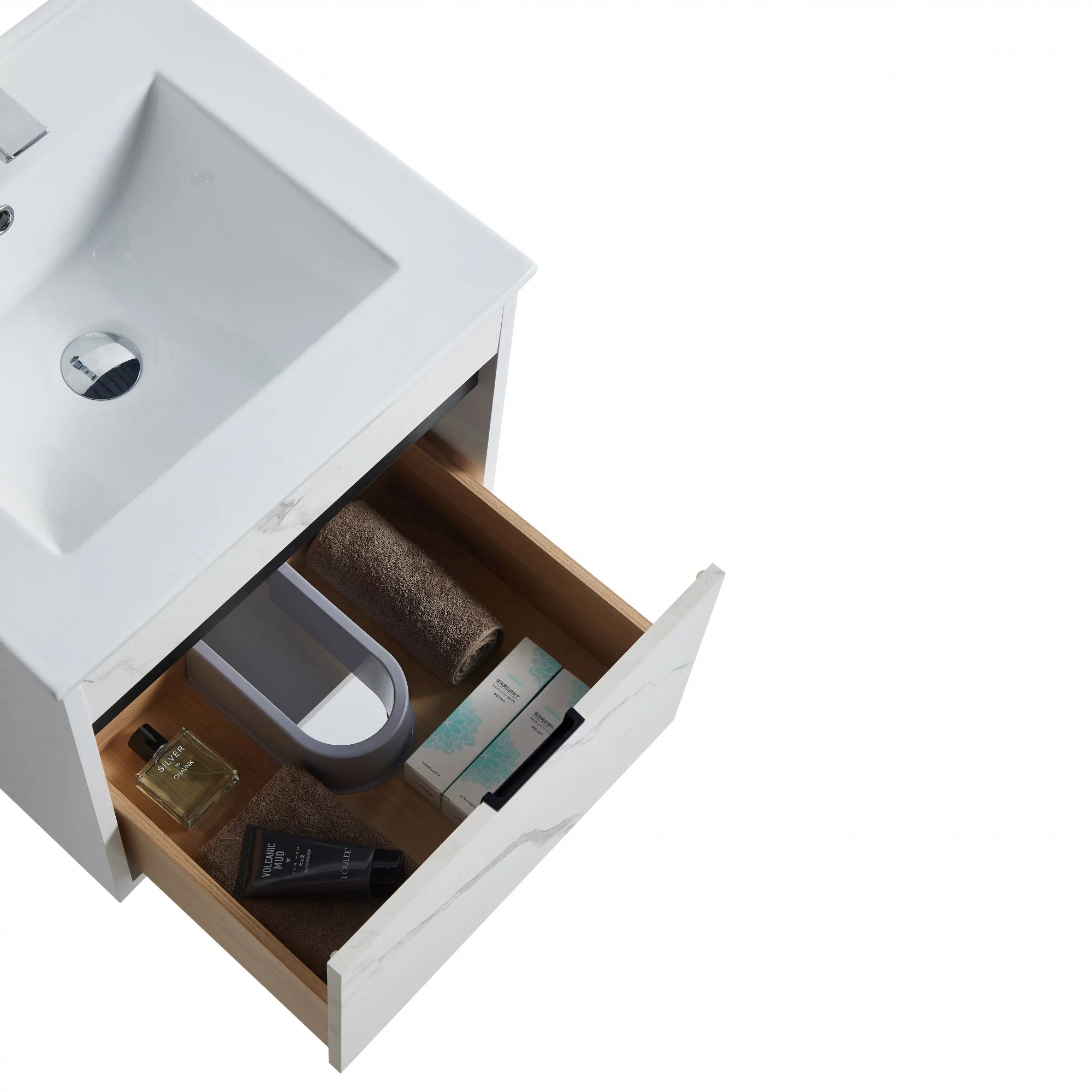 Fine Fixtures - Wall Mount Bathroom Vanity And Sink, Knob Free Design - Alpine Collection -