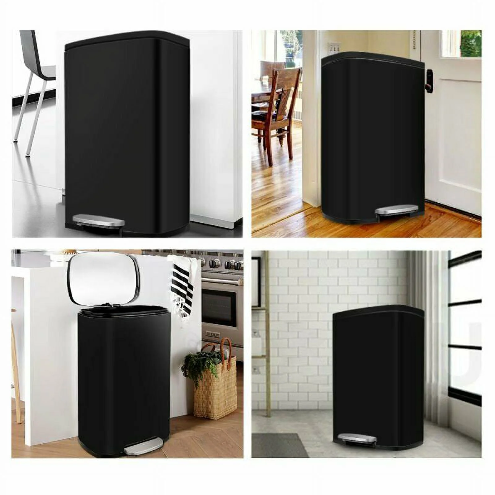 HOMFY 50 Liter / 13.2 gal Step Can, Stainless Steel Garbage Bin with Lid & Foot Pedal