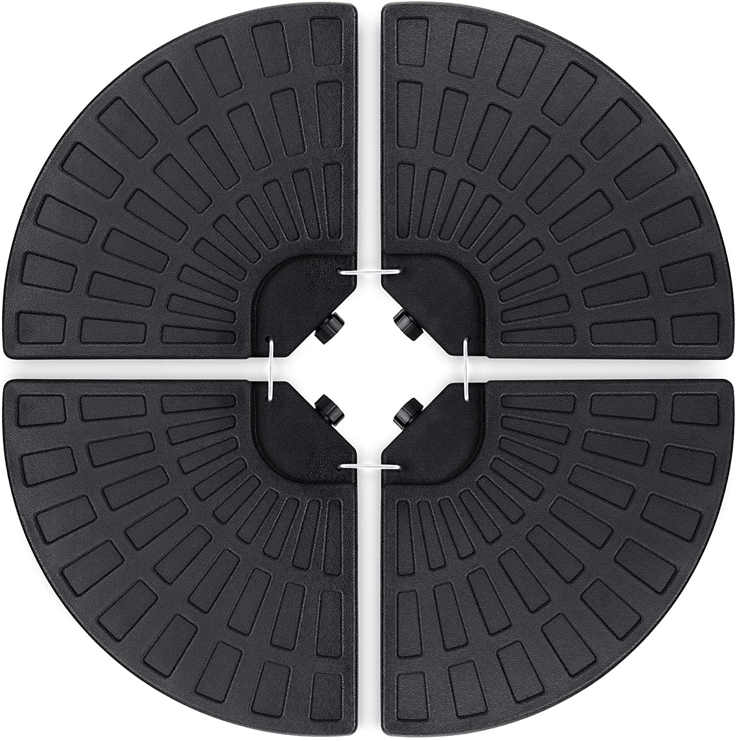 4-Piece 158lb Capacity Cantilever Offset Patio Umbrella Circular Base Stand w/Carry Handles, Easy-Fill Spouts, Base Connector Hooks, UV Stability - Black