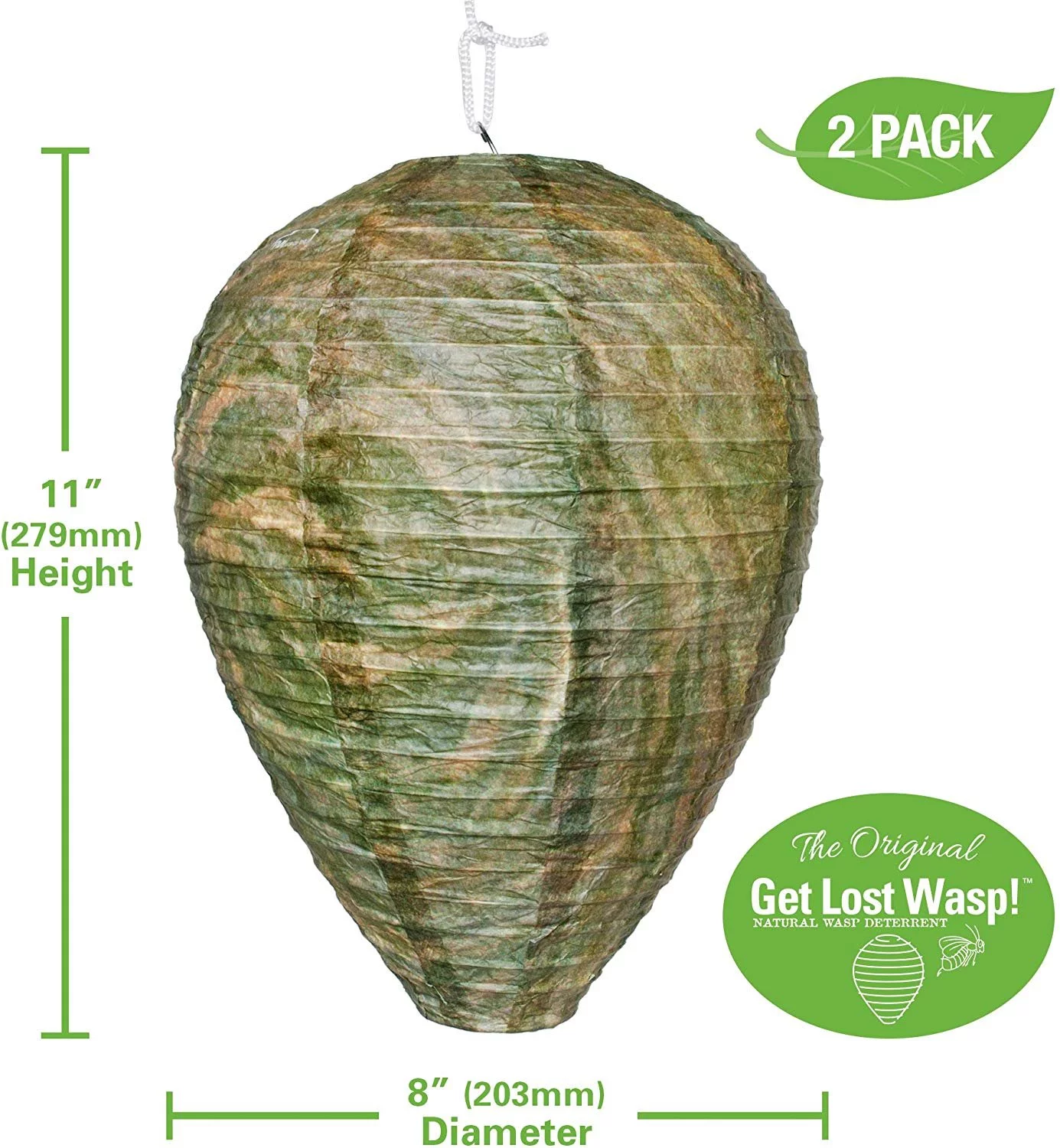 FMI Brands Inc. Get Lost Wasp Natural and Safe Non-Toxic Hanging Wasp Deterrent - for Wasps Hornets Yellowjackets, 2-Pack Effective Eco-Friendly Decoy Repellent