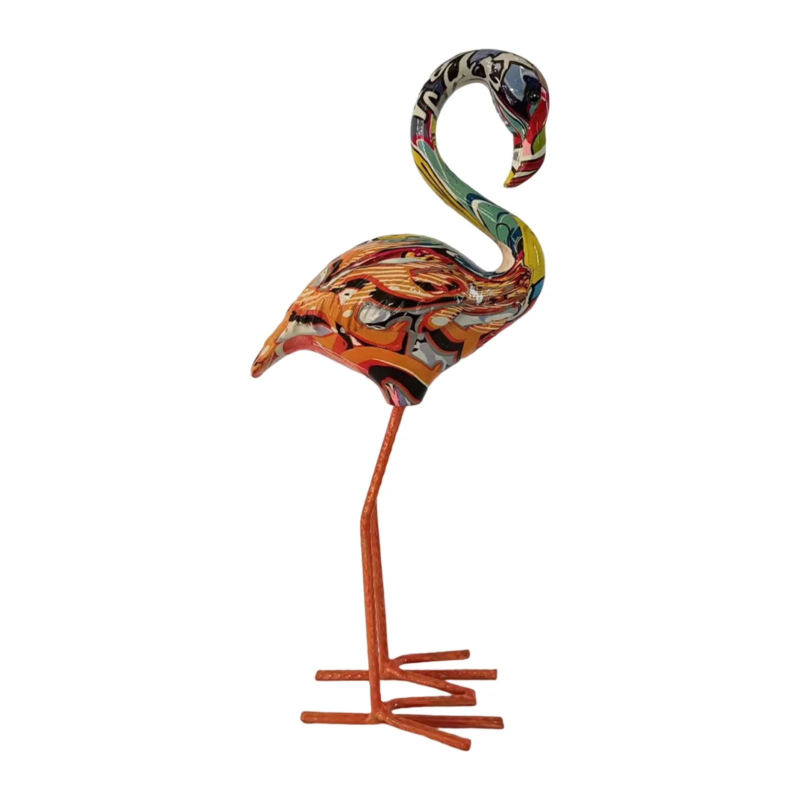 Flamingo Garden Statue Birds Sculptures Crafts Long Legs Decorative Home Collectible Resin Figurines for Porch Decor Summer Tropic Party Style A