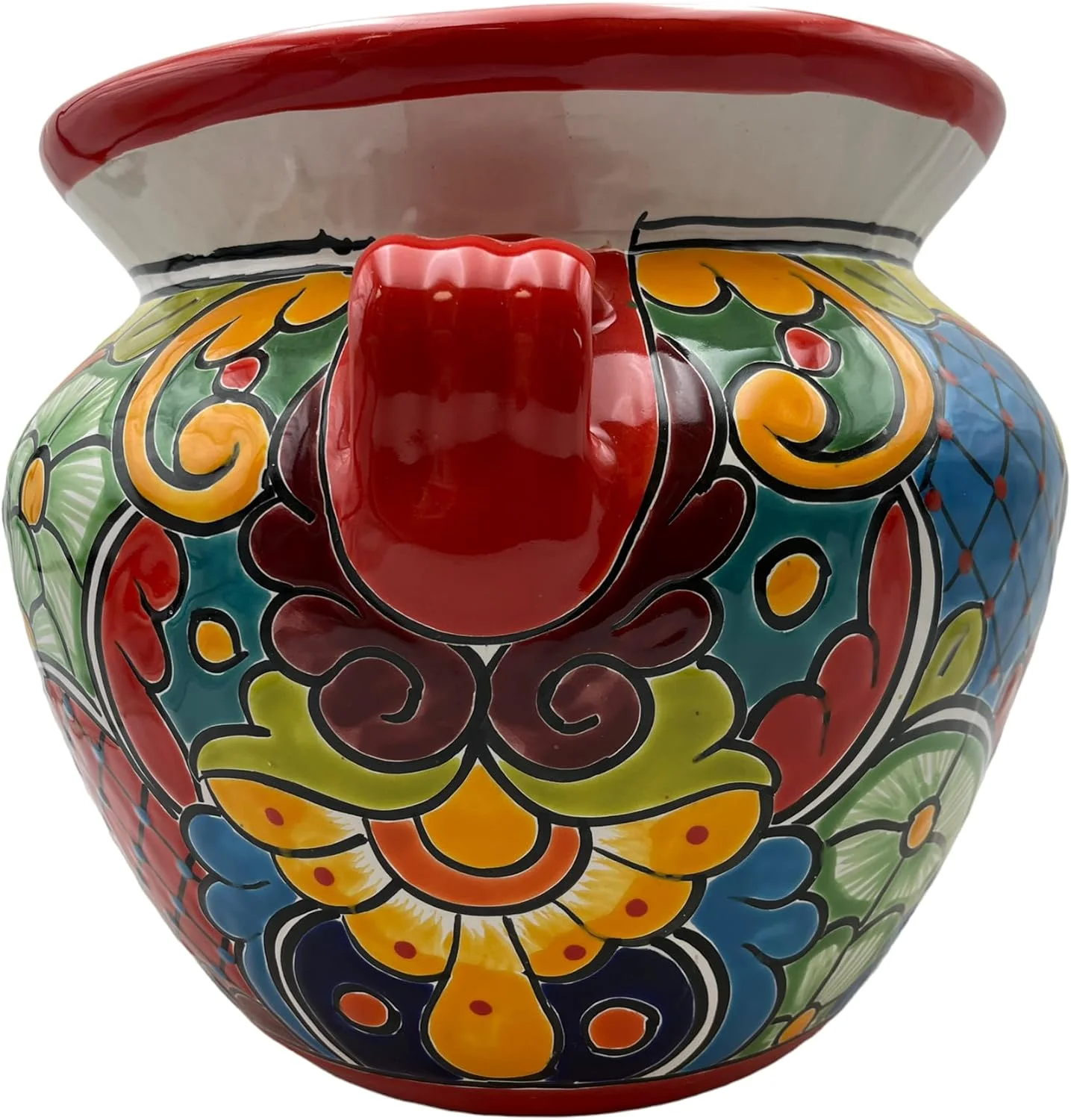 Talavera Michoacana Planter Large Flower Mexican tery Folk Art Handmade Hand Painted Indoor Multicolor Garden Home Decor Outdoor 15.5