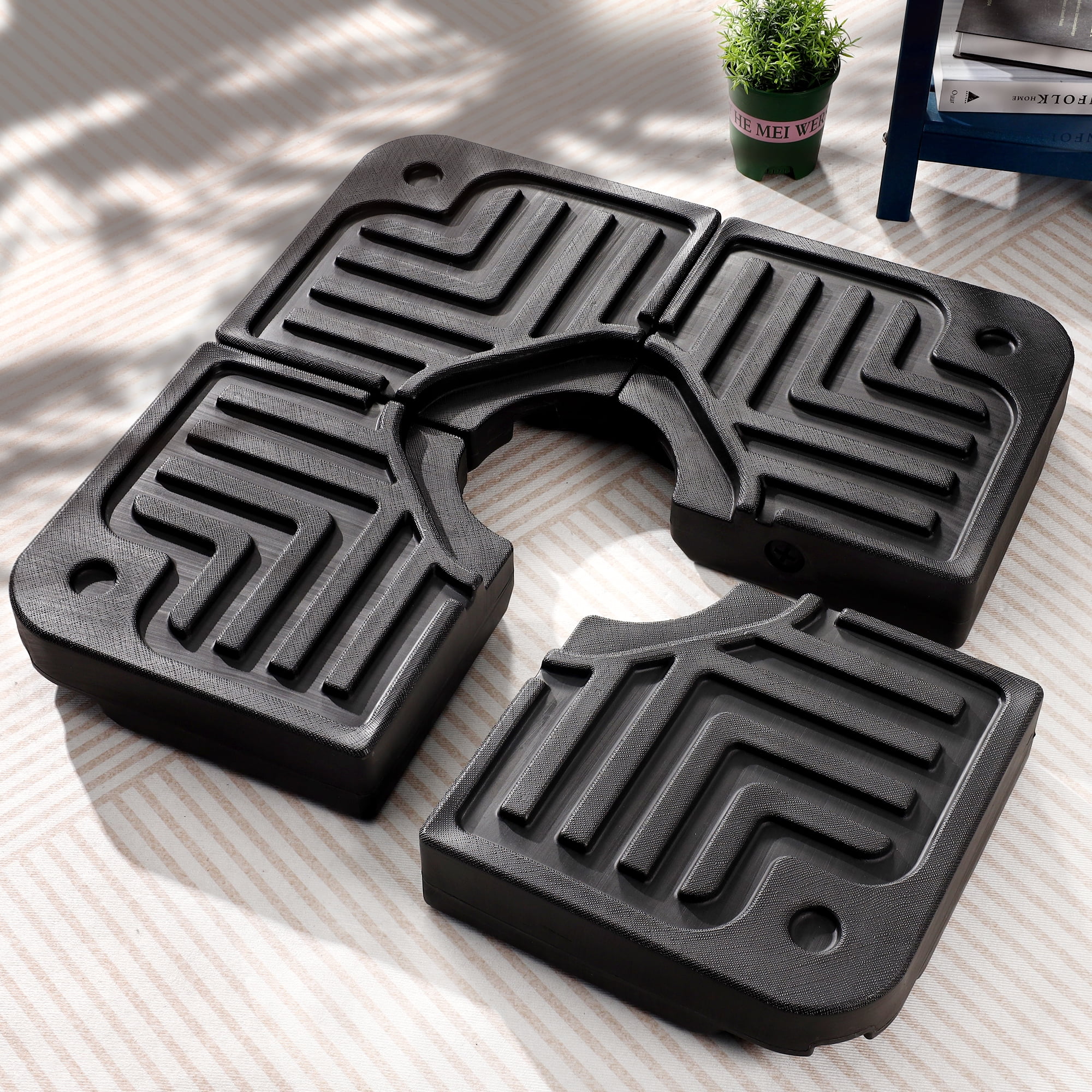 Scafild | 4-Piece Patio Offset Umbrella Base Stand,180lbs Heavy-Duty Sand Filled Patio Umbrella Base - Black