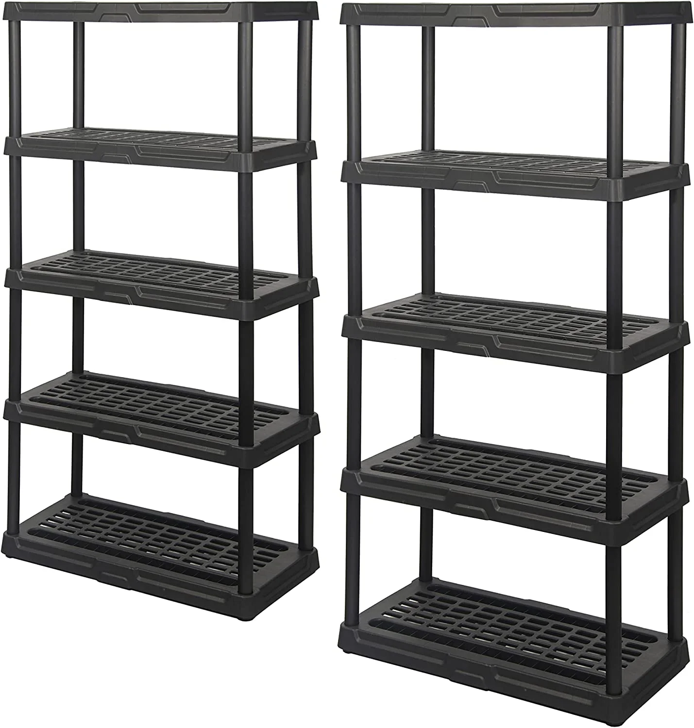 U-ToBe 5-Tier Heavy Duty Ventilated Storage Shelf, 150 lbs/Shelf (71”H x 36”W x 18”D), Plastic Shelving Unit [2 Pack]