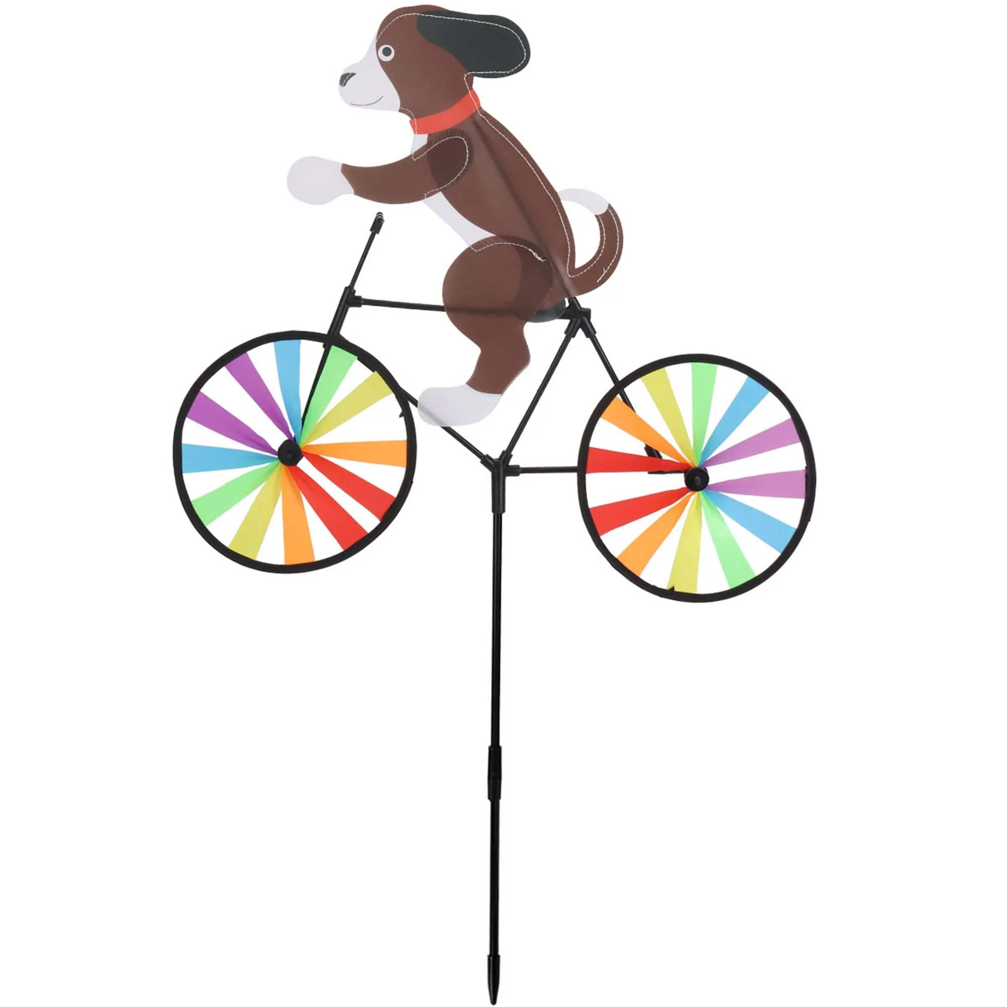 Spencer 3D Animal Riding Bike Windmill, Cat Dog On Bicycle Wind Spinners Garden Pinwheels Decor with Stake for Home Yard Lawn Patio Decoration