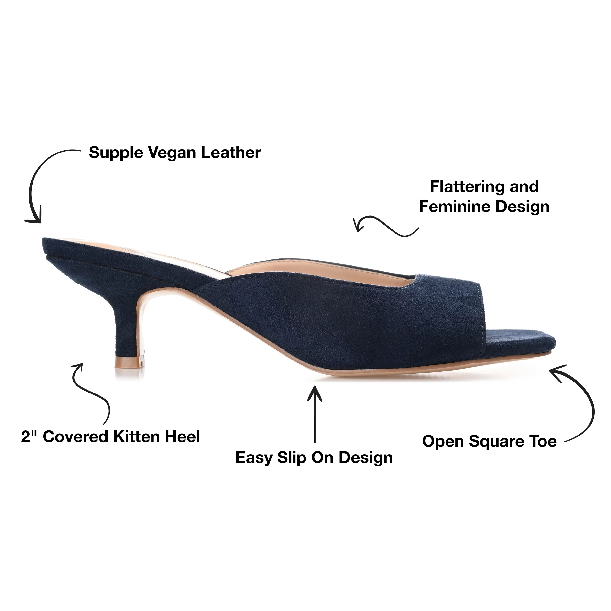 Journee Collection Womens Larna Wide Width Slip On Kitten Heel Open Toe Pumps