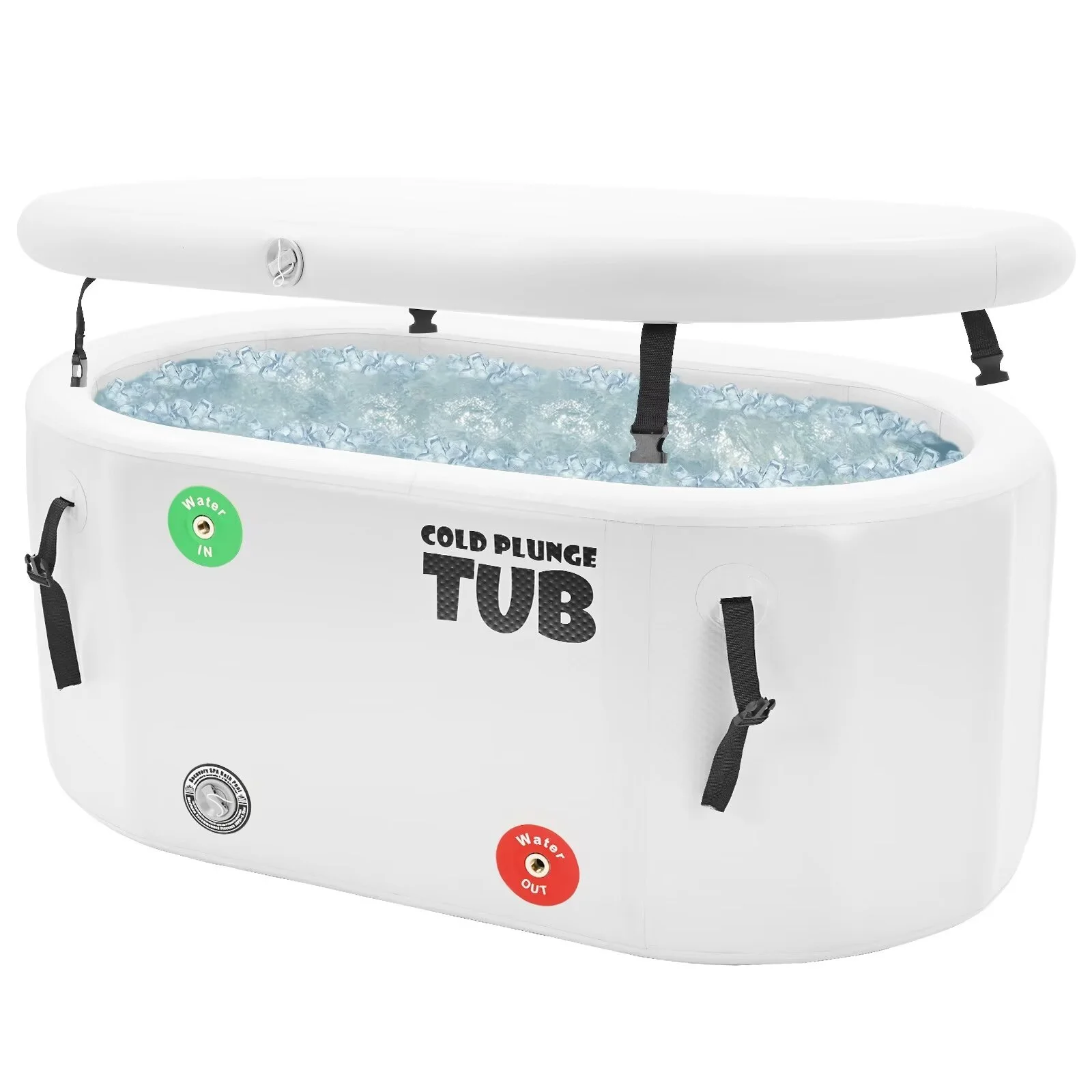 MOPHOTO Oversized Ice Bath Tub 211 Gal, Inflatable Rectangle Ice Bath Cold Plunge Tub, Freestanding Soaking Tub, PVC Insulated Lid, Hand Pump and Repair Kit Included, Water Chiller Compatible