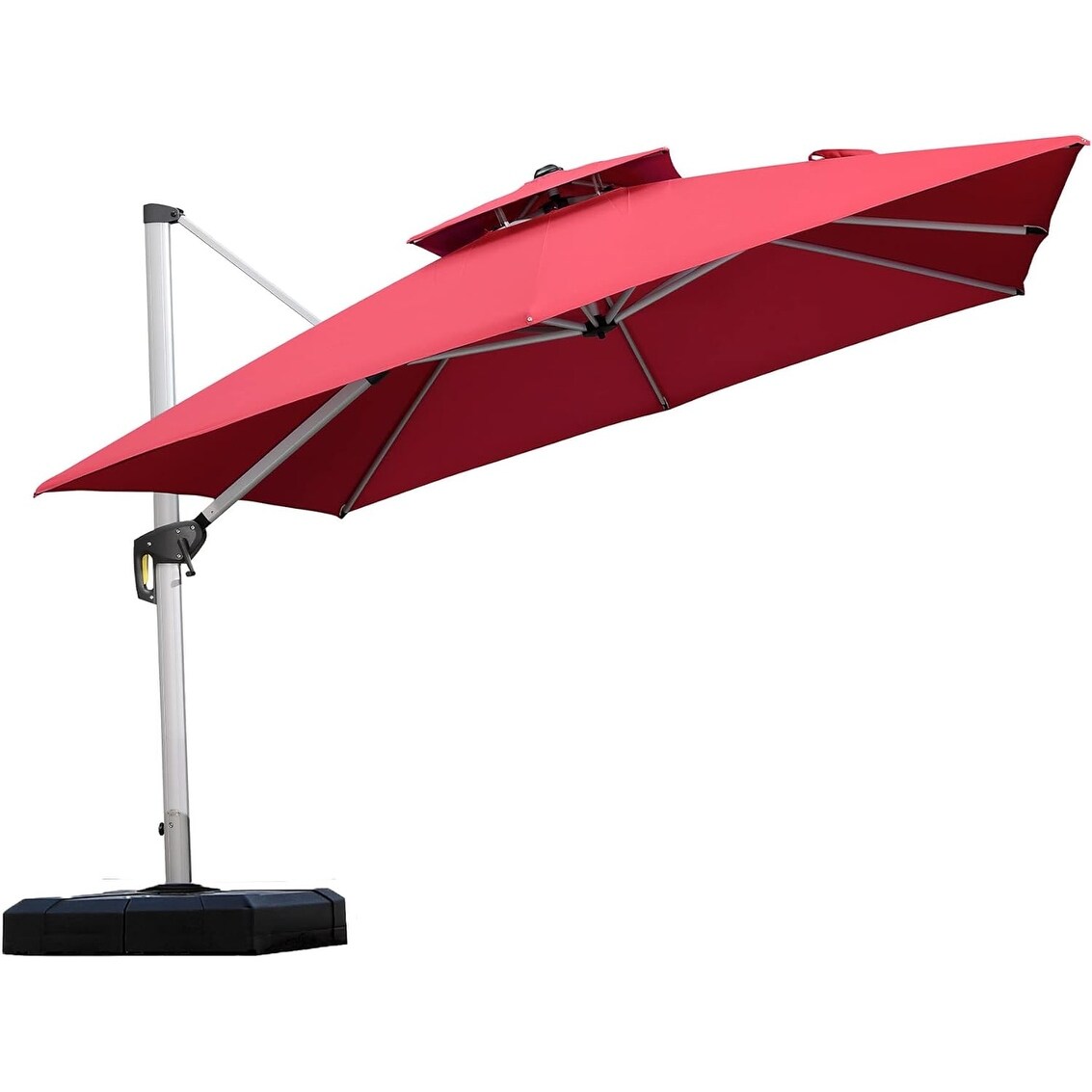 PURPLE LEAF  10ft Square 360 Degree Rotation Patio Offset Umbrella Navy Blue