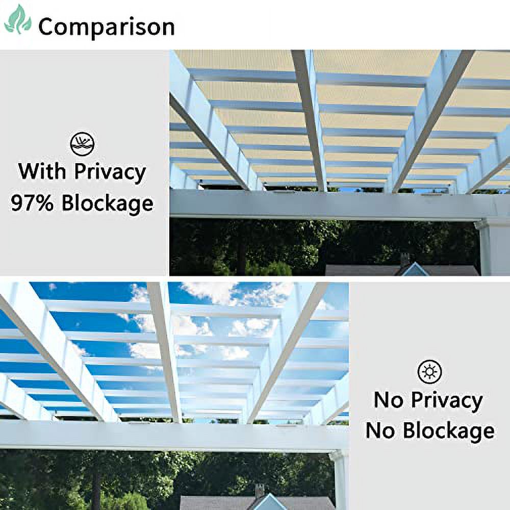 8'x50' Sun Shade Fabric Roll Cloth Pergola Patio Cover Provide Shade Knitting Mesh Screen Heavy Duty Provide Privacy Permeable UV Resistant (Beige)