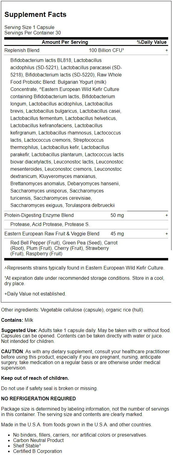 Garden of Life Raw Probiotics Ultimate Care 100 Billion Cfu 30 Veg Caps