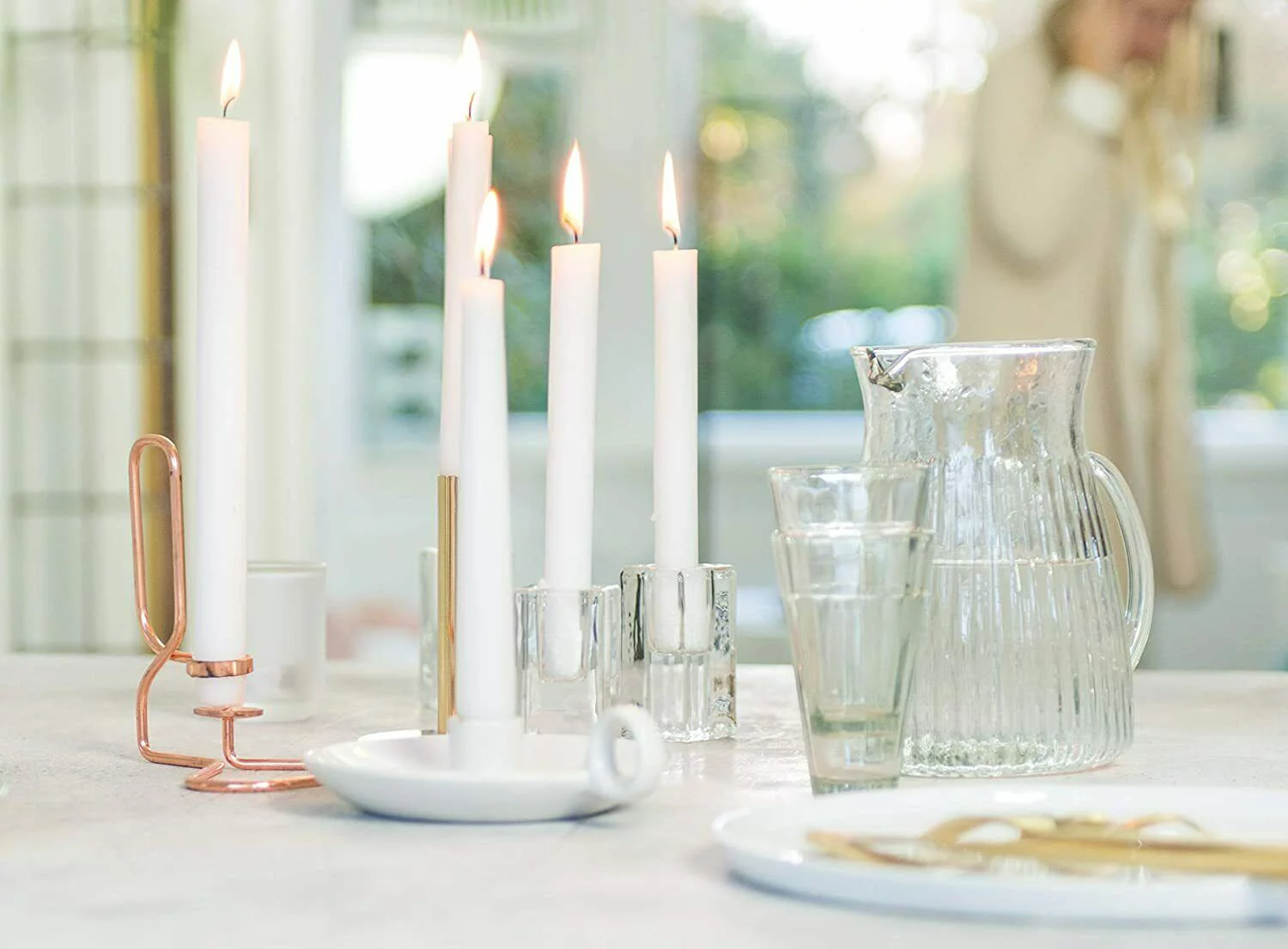 Bolsius White Taper Candles Long 7 Inch | 90 Pack with 6 Hr Smokeless Wedding Candles