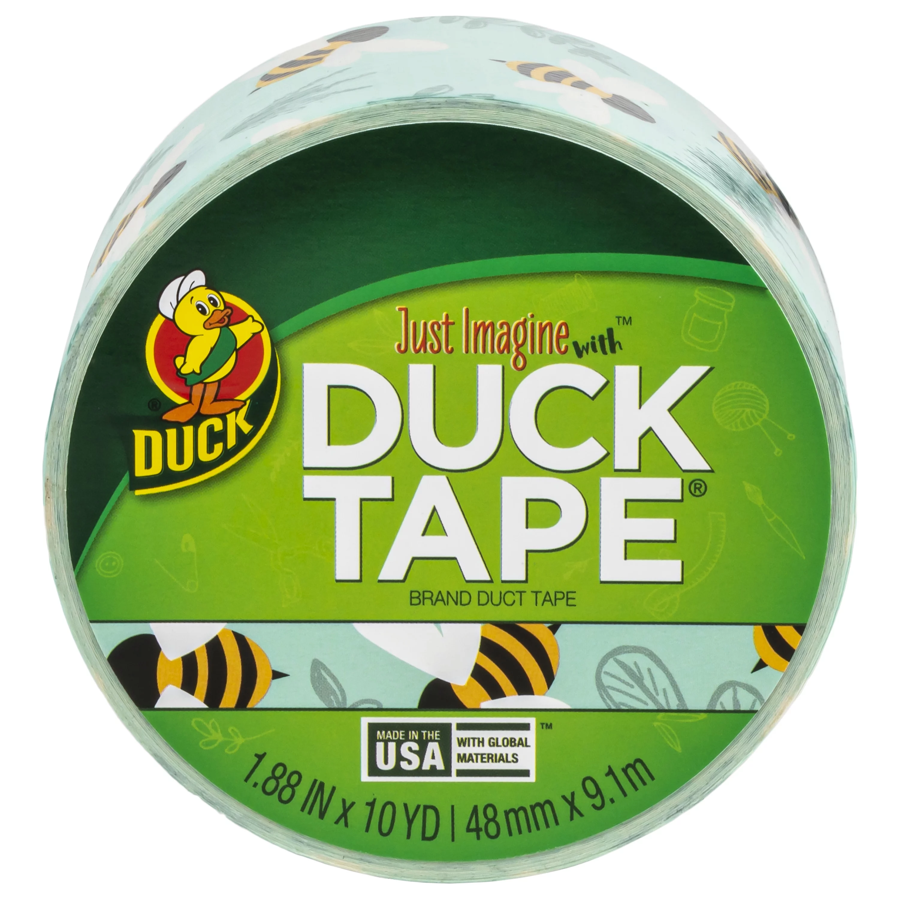 Printed Duck Tape Brand Duct Tape - Botanical Bees 10 Yards