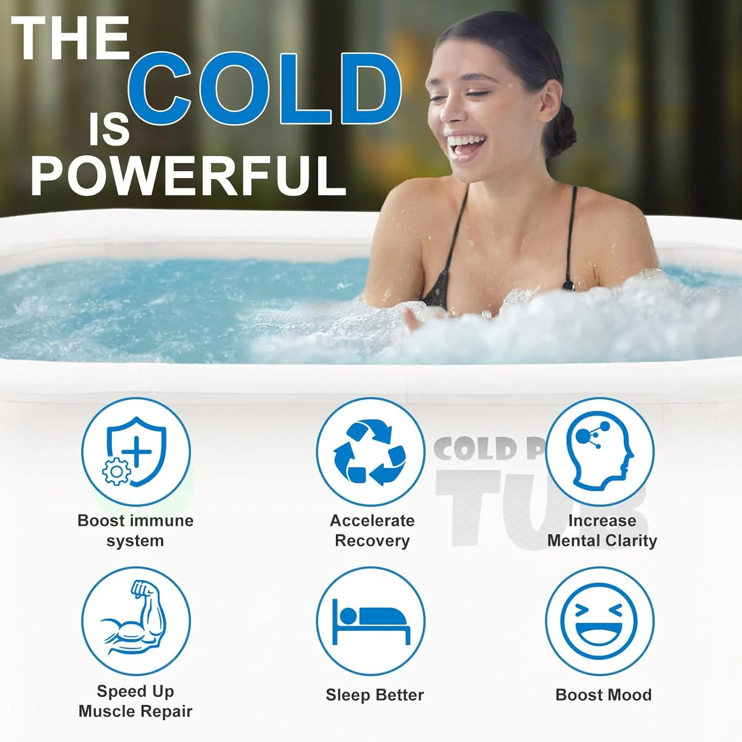 Lilypelle Inflatable Rectangle Ice Bath Cold Plunge Tub, Durable Freestanding 59