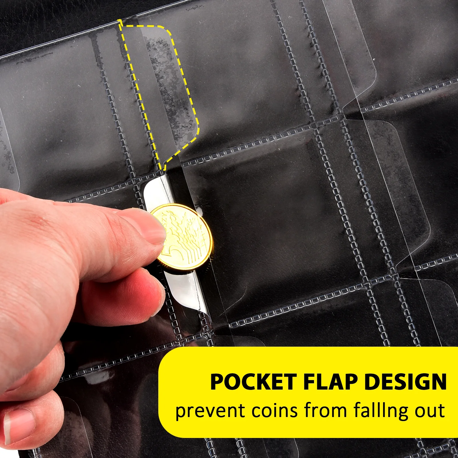Coin Collection Supplies Holder Book for Collectors, 300 Pockets Coin Collection Organizer Storage Box Case Album for 20/25/ 27/30/ 38mm Coins- Black