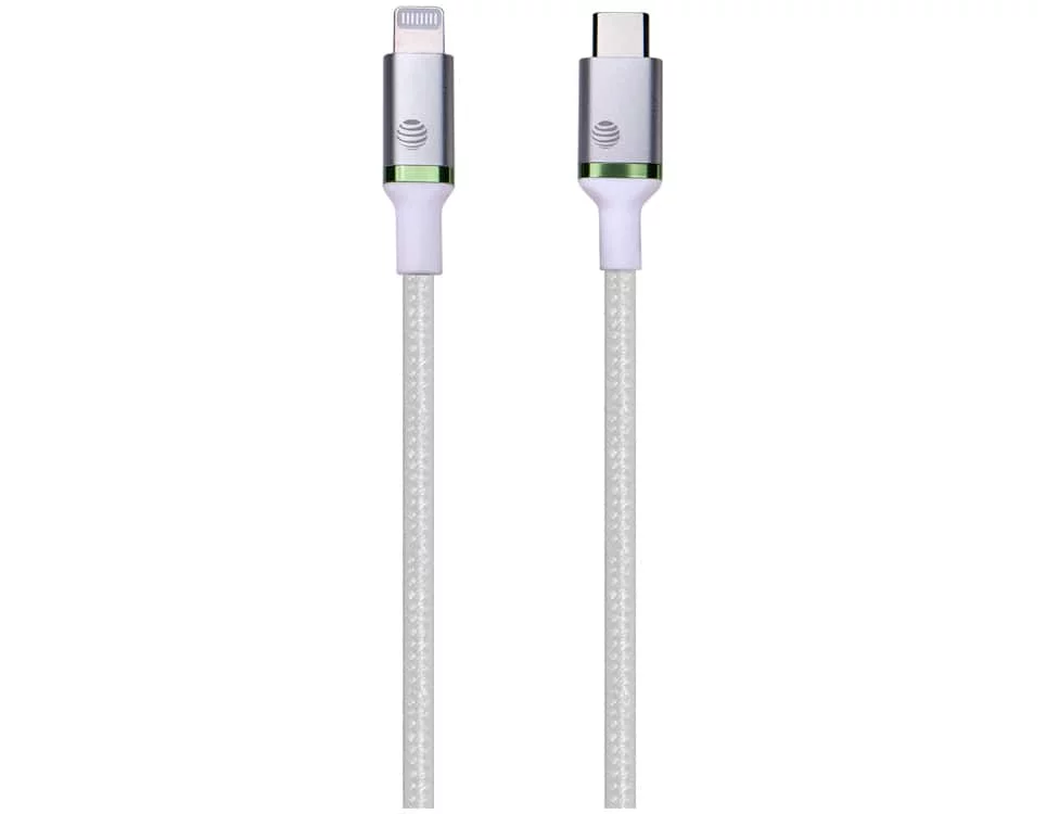 AT&T Fast Charge Bundle Lightning Cable with 20W USB-C Power Delivery Wall Block  - White