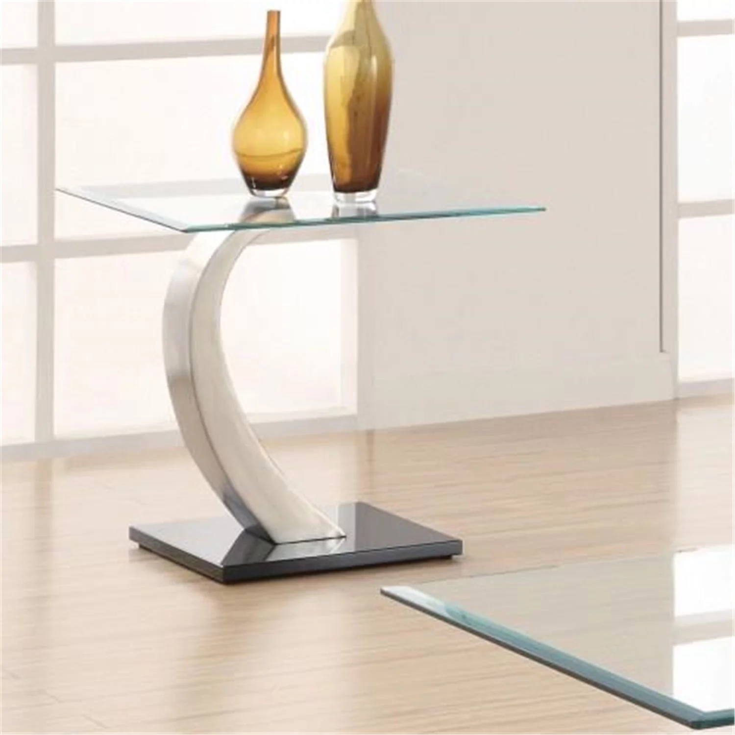 Pruitt Glass Top End Table Clear and Satin