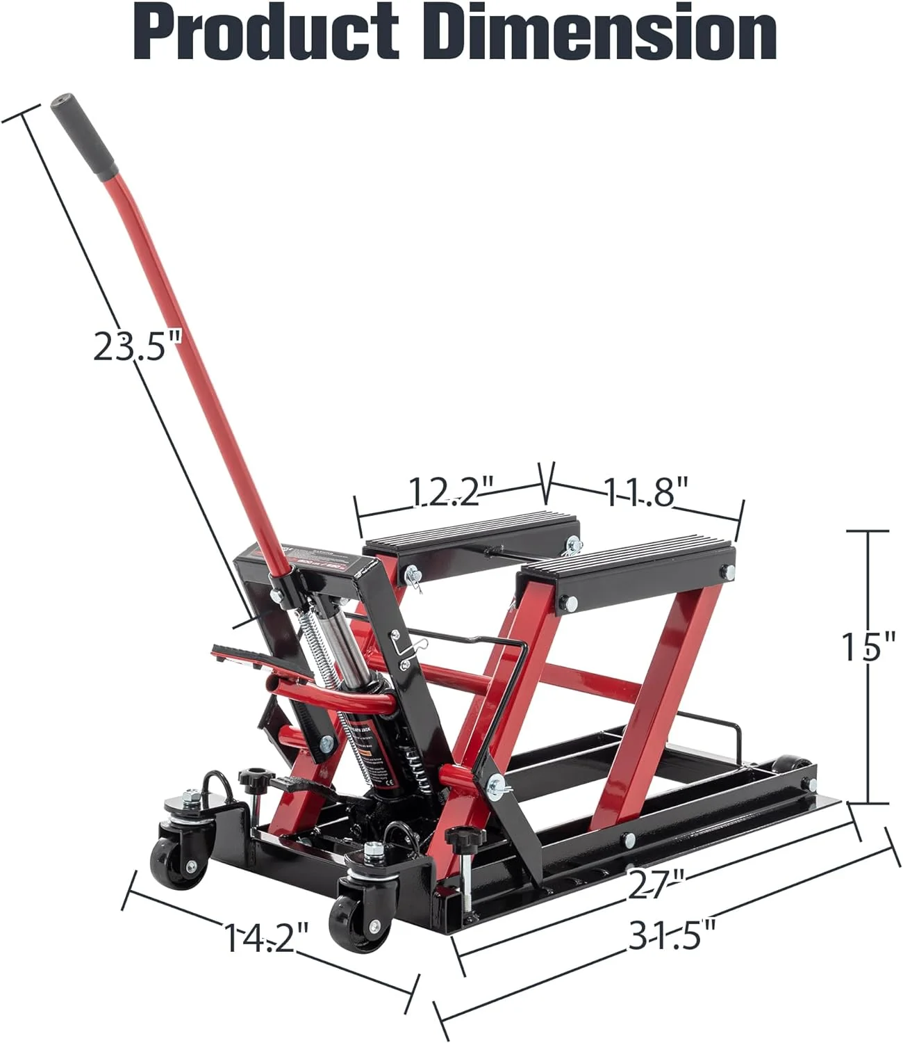 Tabaray Hydraulic Motorcycle Lift Jack Stand: 1500 LBS Capacity ATV Scissor Lift Jack Table with 4.5