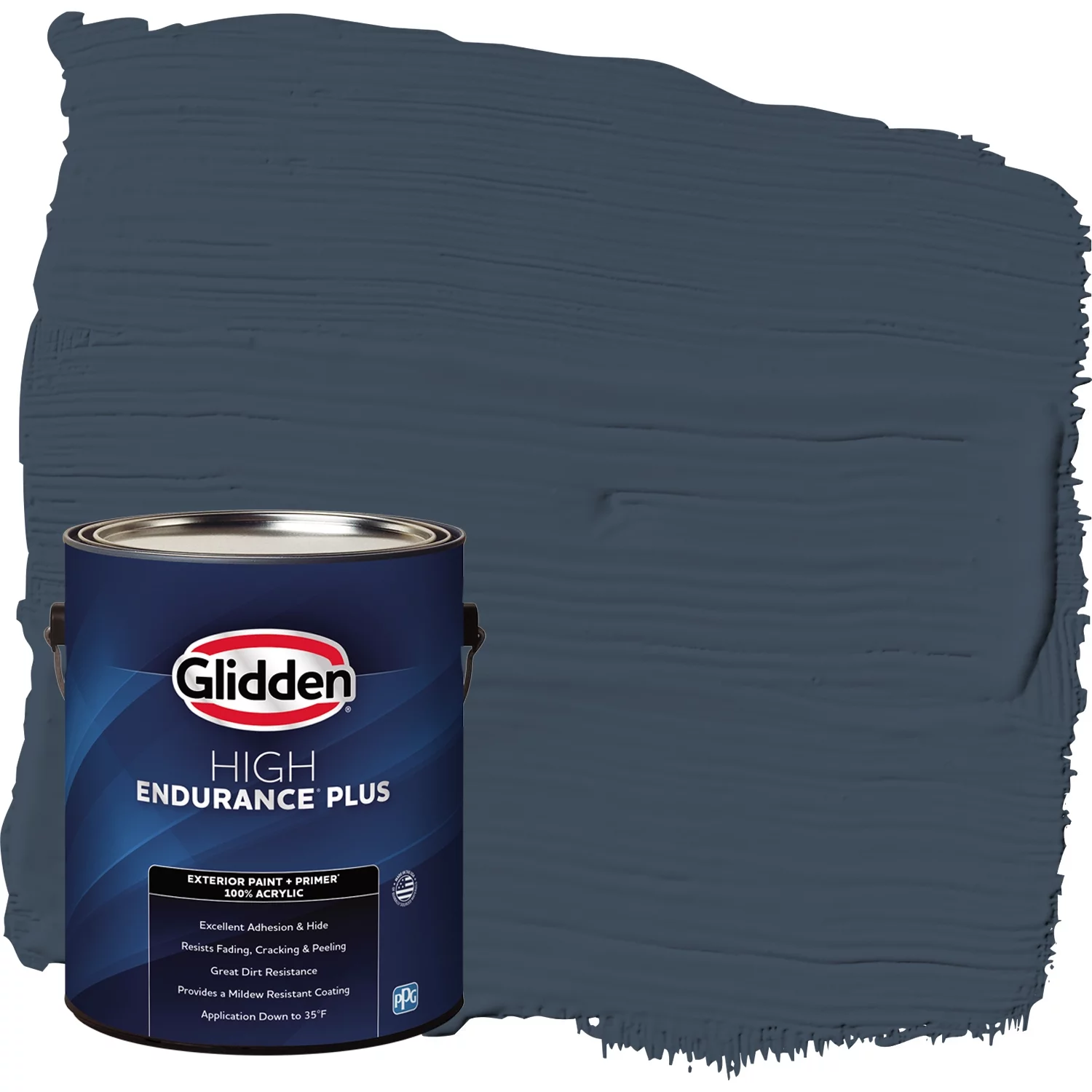 Glidden HEP Exterior Paint + Primer Semi-Gloss, Cavalry / Navy Blue, 1 Gallon