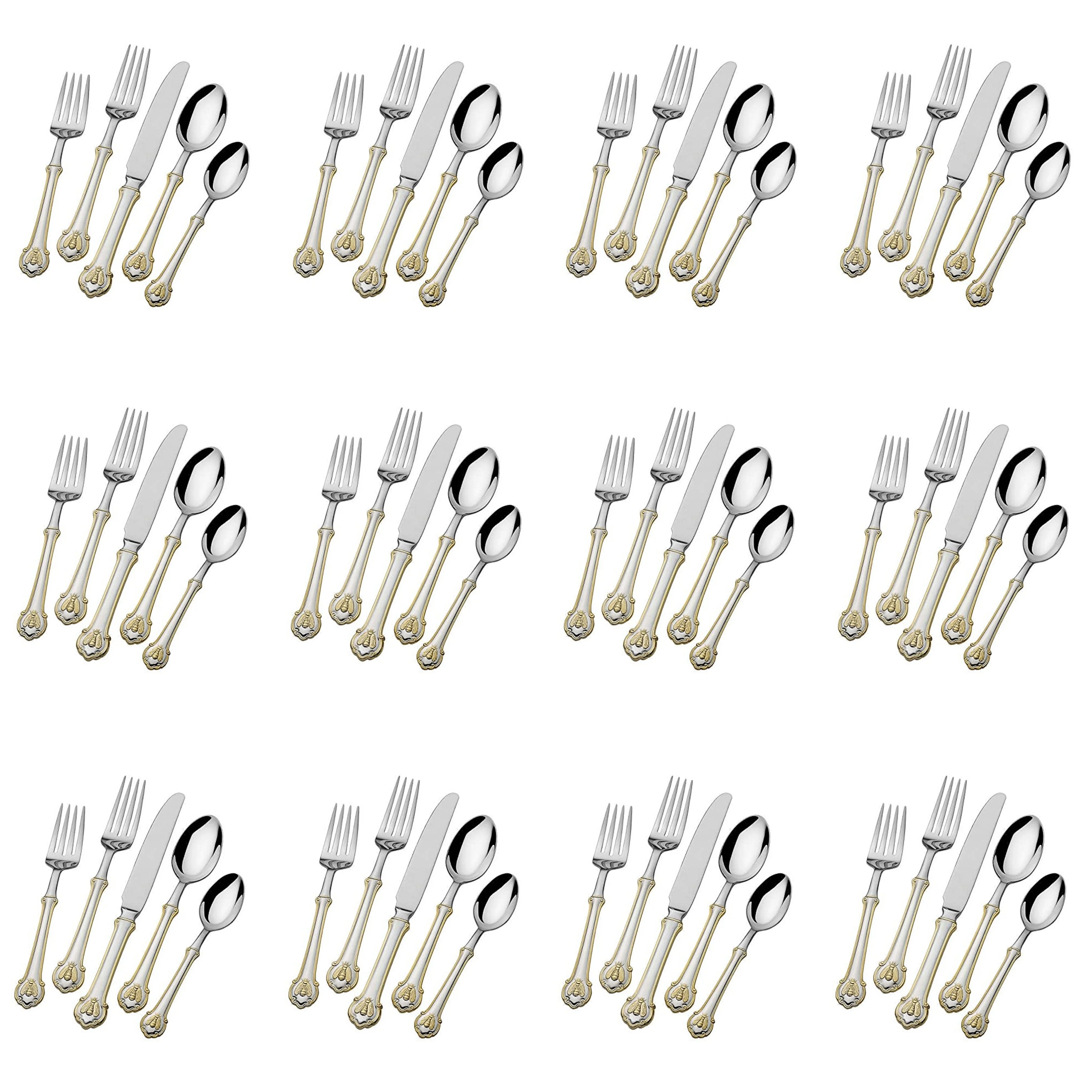 Wallace Napoleon Bee Gold Accent 18/10 Stainless Steel 60pc. Flatware Set (Service for Twelve)