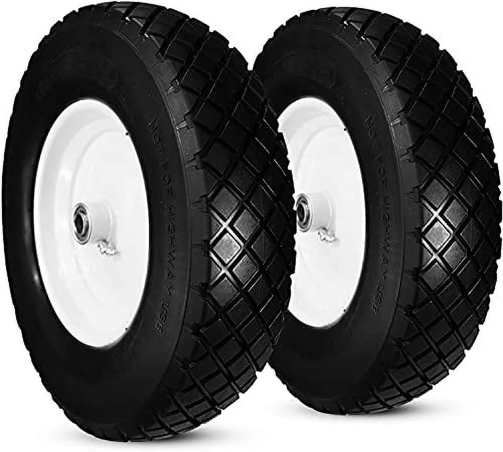 New HORSESHOE Commercial Knobby 4.80/4.00-8 Solid Flat-Free Wheelbarrow Cart 16