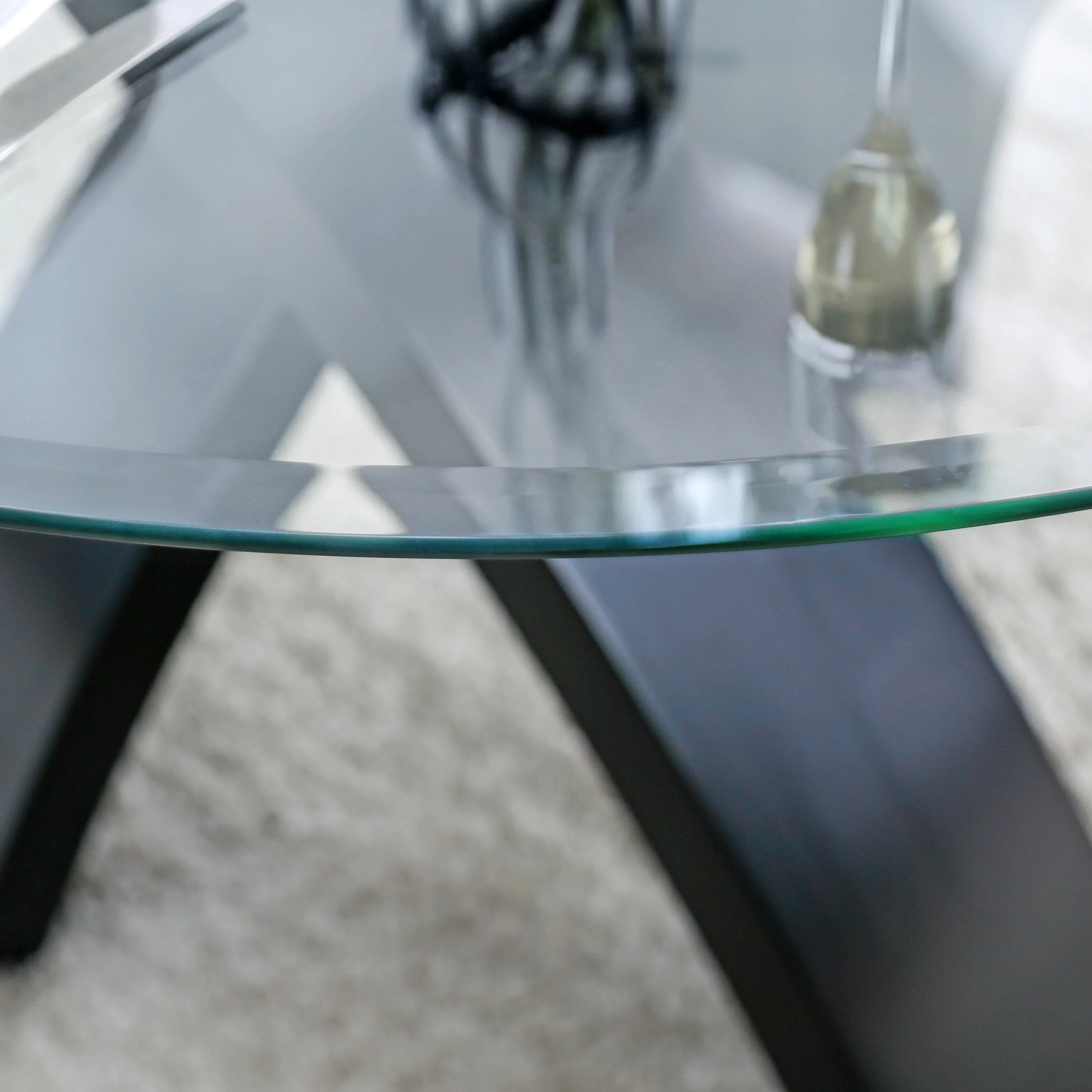Furniture of America Evans Glass Top Round Dining Table, Black