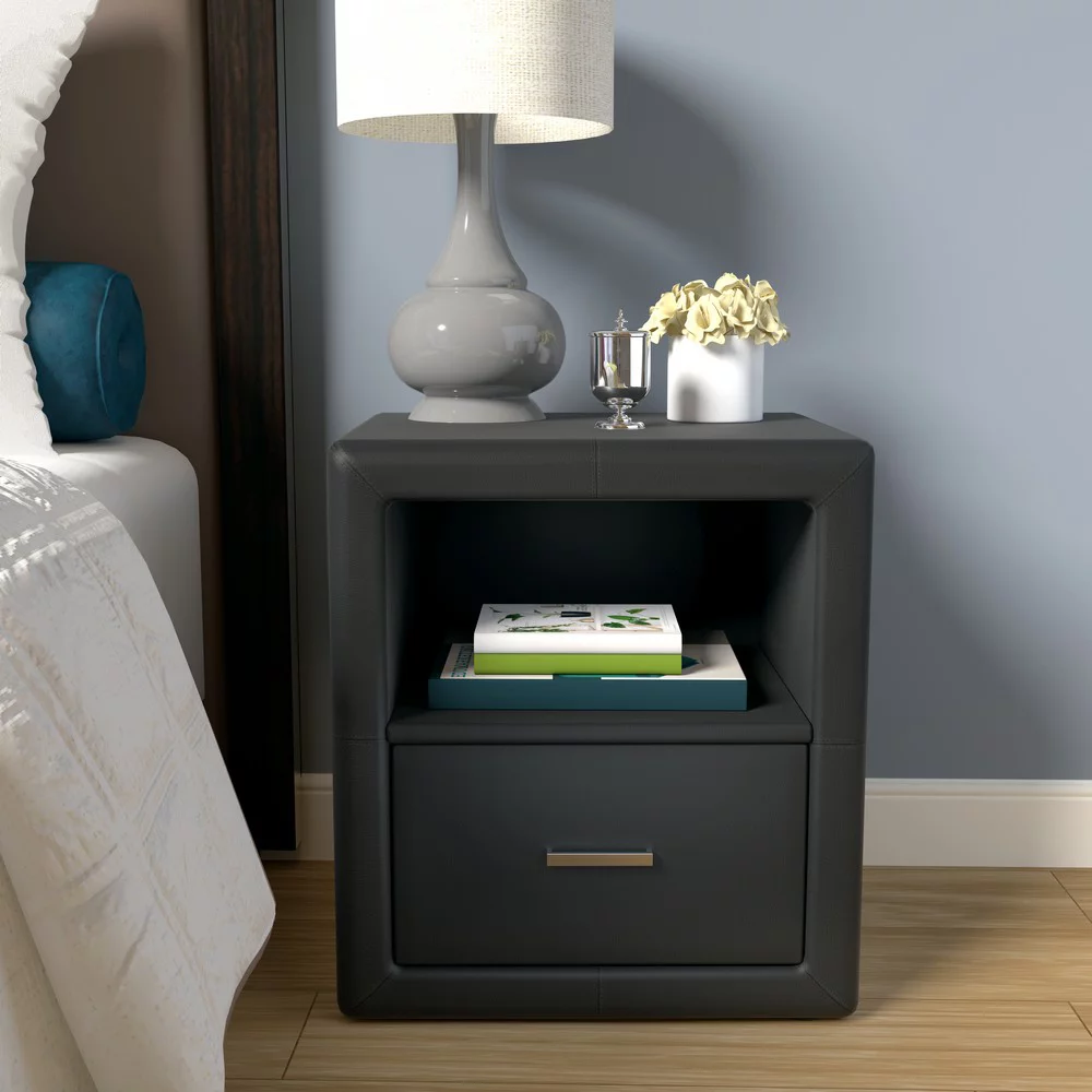 Boyd Sleep Lombardi Upholstered Faux Leather Nightstand
