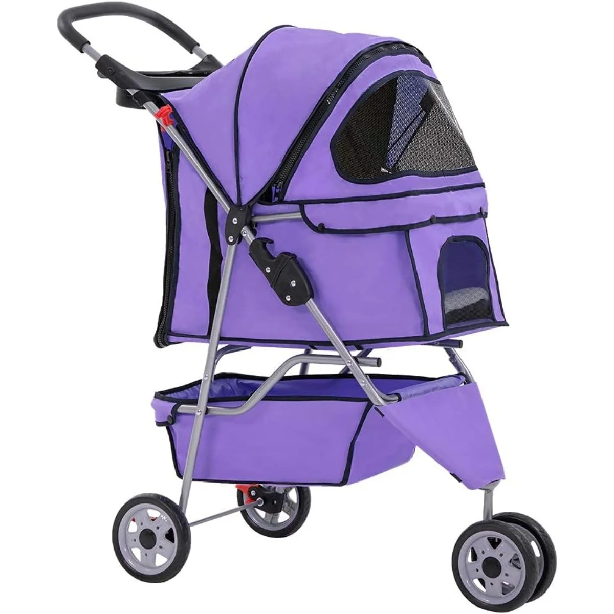 Pet Stroller Cat Dog Cage 3 Wheels Stroller Travel Folding Carrier