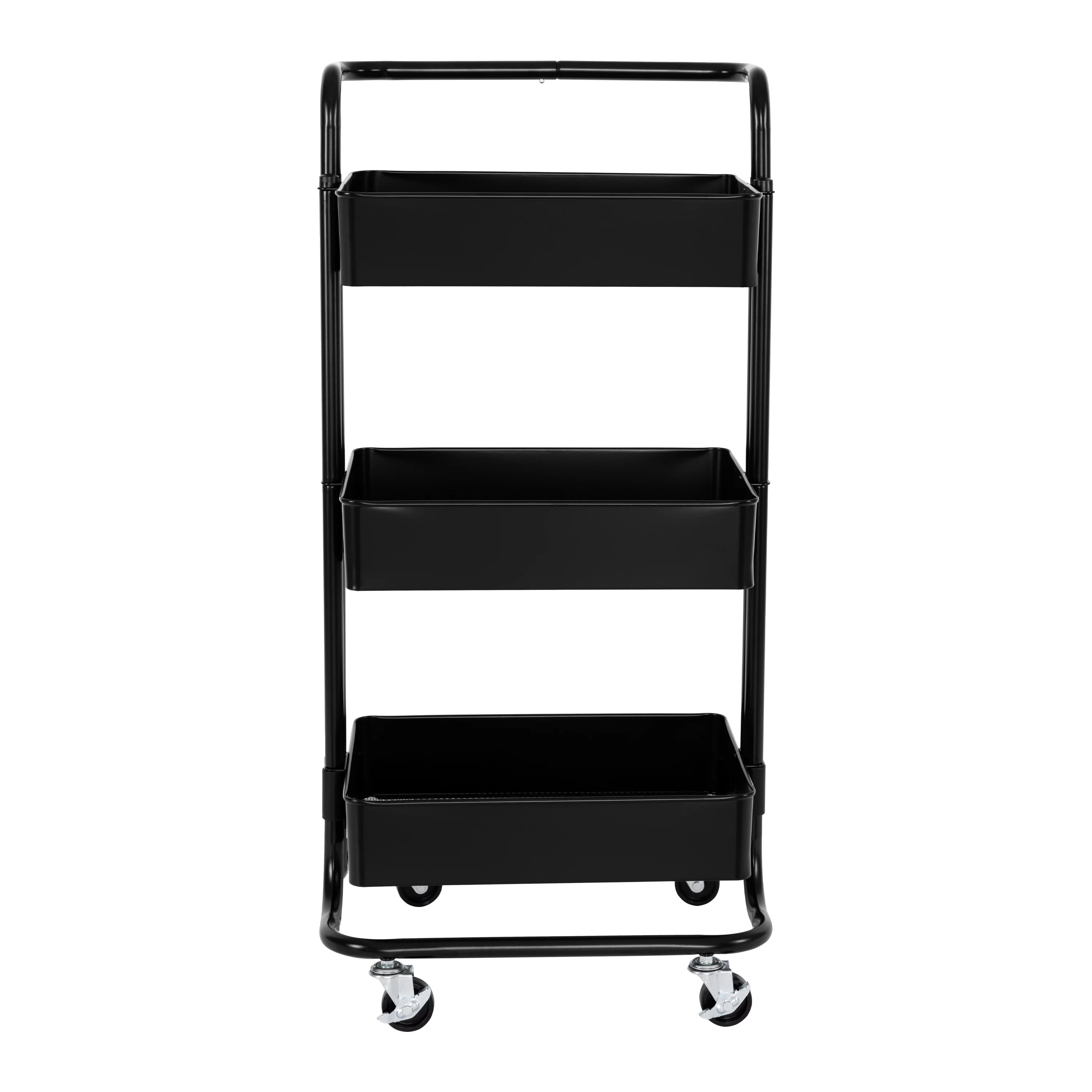 Seville Classics 3-Tier Steel Cart with Handle, Black