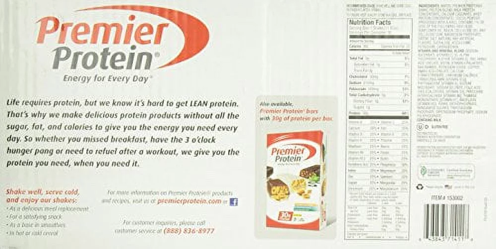 PREMIER PROTEIN  CHOCOLATE SHAKES 18 -11oz SHAKES