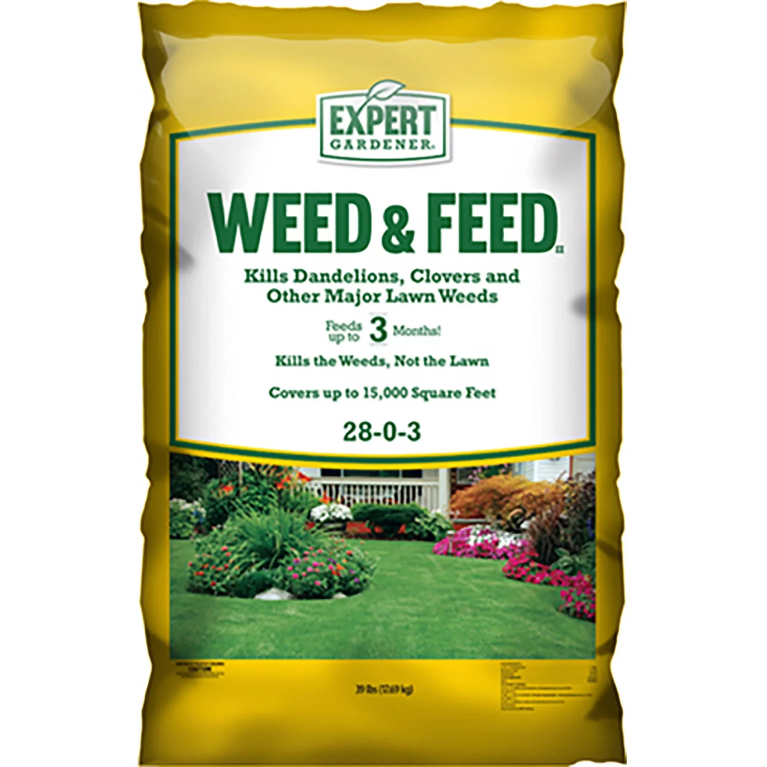 Expert Gardener Weed and Feed Lawn Food, 28-0-3 Fertilizer, 39.2 lb. - Covers 15,000 Sq. ft.