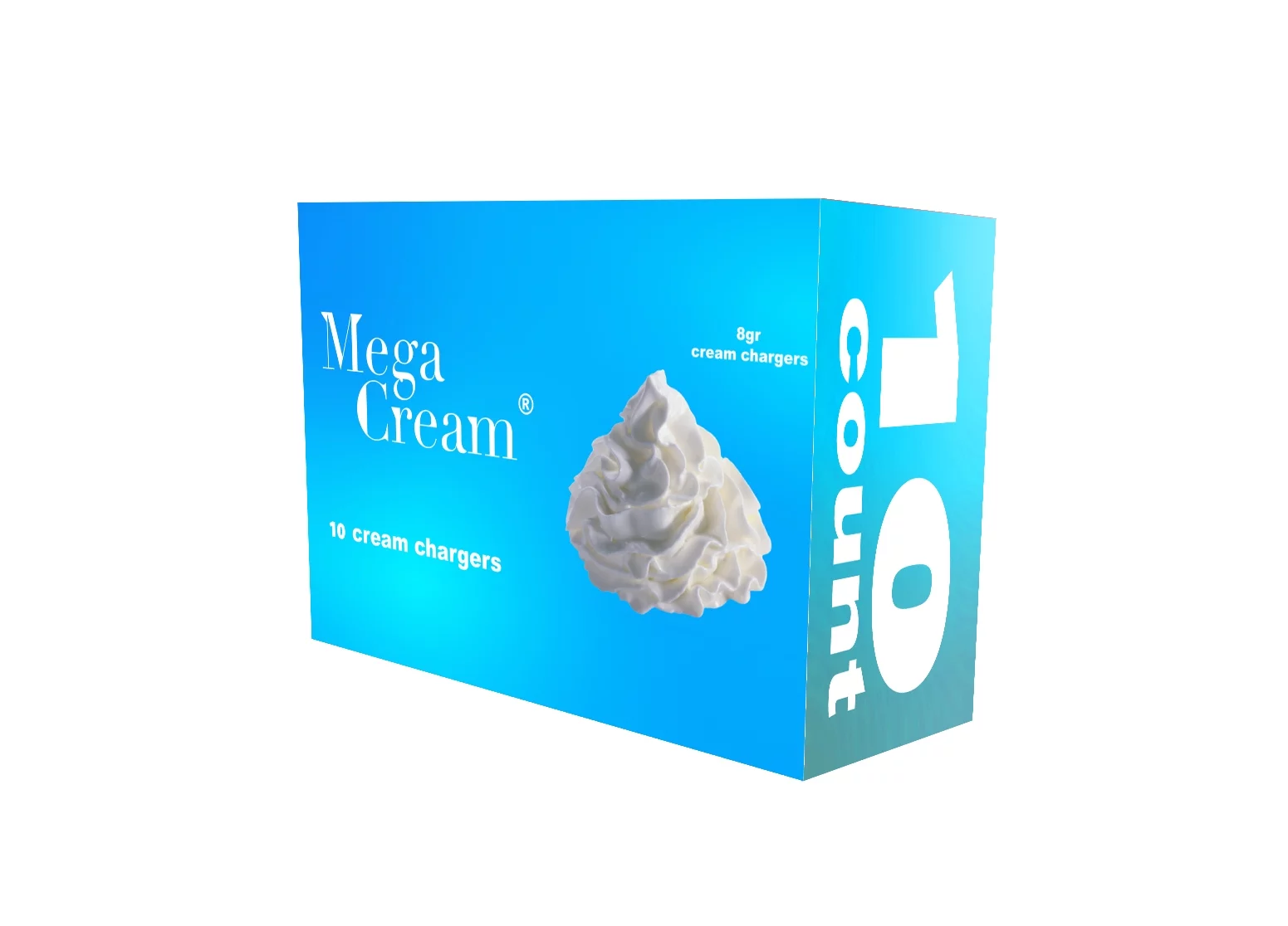 MEGA CREAM-Nattural Flavor Whipped Cream Chargers, 10 Cartridges.