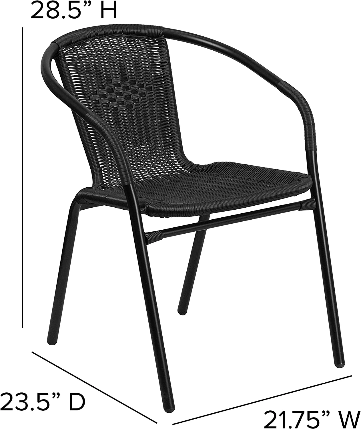 4 Pack Black Rattan Indoor-Outdoor Restaurant Stack Chair