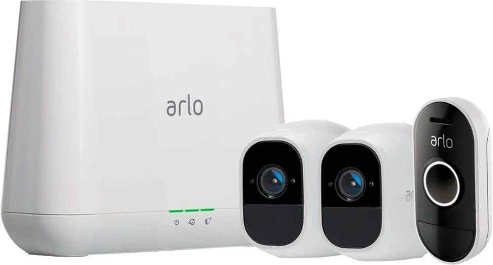 Arlo Pro 2 1080P HD Security Camera System with Audio Doorbell VMK4250P - 2 Wire-Free Rechargeable Cameras with Two-Way Audio, Indoor/Outdoor, Night Vision, Motion Detection (No Base Station Included)