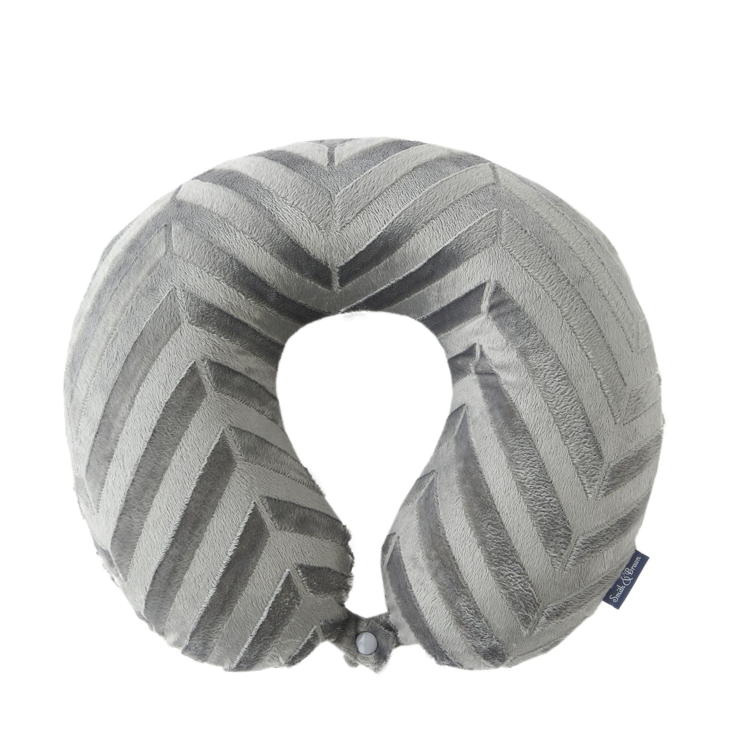 Bon Voyage® Mink Memory Foam Travel Neck Pillow with Embossed Leaf Design, Grey
