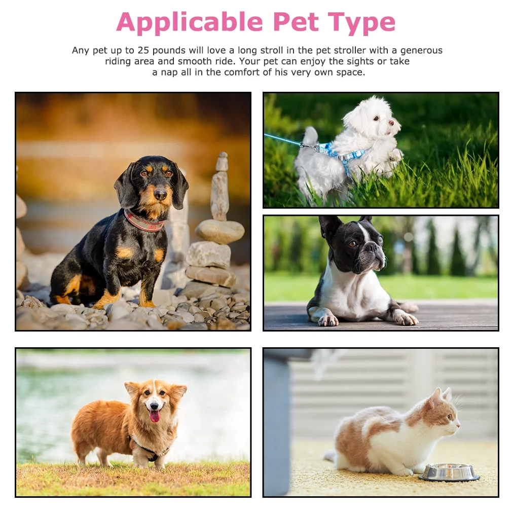 Dkelincs Double Tier Dog Stroller Cat Stroller Travel Folding Pet Stroller 4 Wheels Jogger Stroller with Removable Pad & Cup Holder, Pink