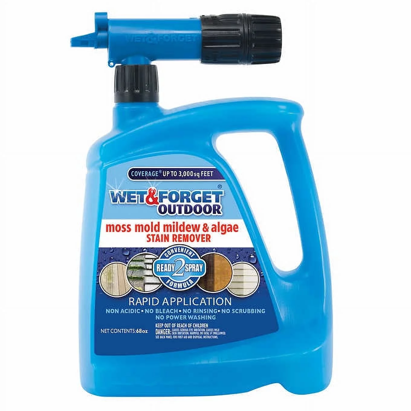 Wet & Forget 68oz Outdoor Hose End Moss Mold Mildew and Algae Stain Remover