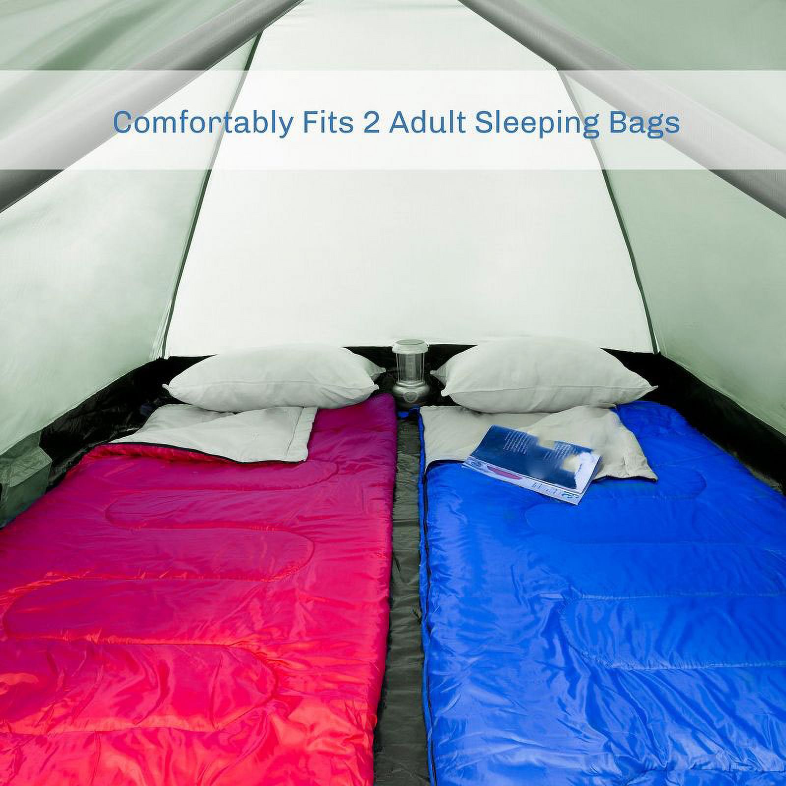 ZAJ Lightweight, Water-Resistant 2-Person Dome Tent With Removable Rain Fly and Carry Bag - Green