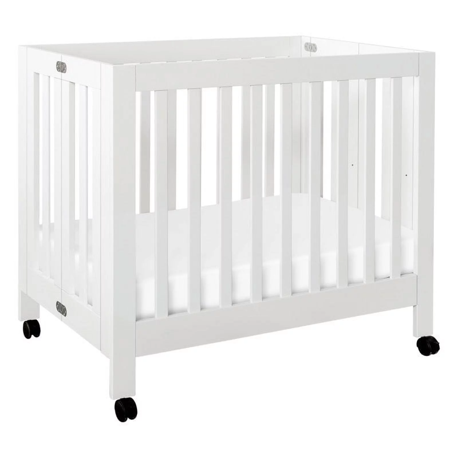 Babyletto Origami Portable Folding Mini Crib with Casters in White