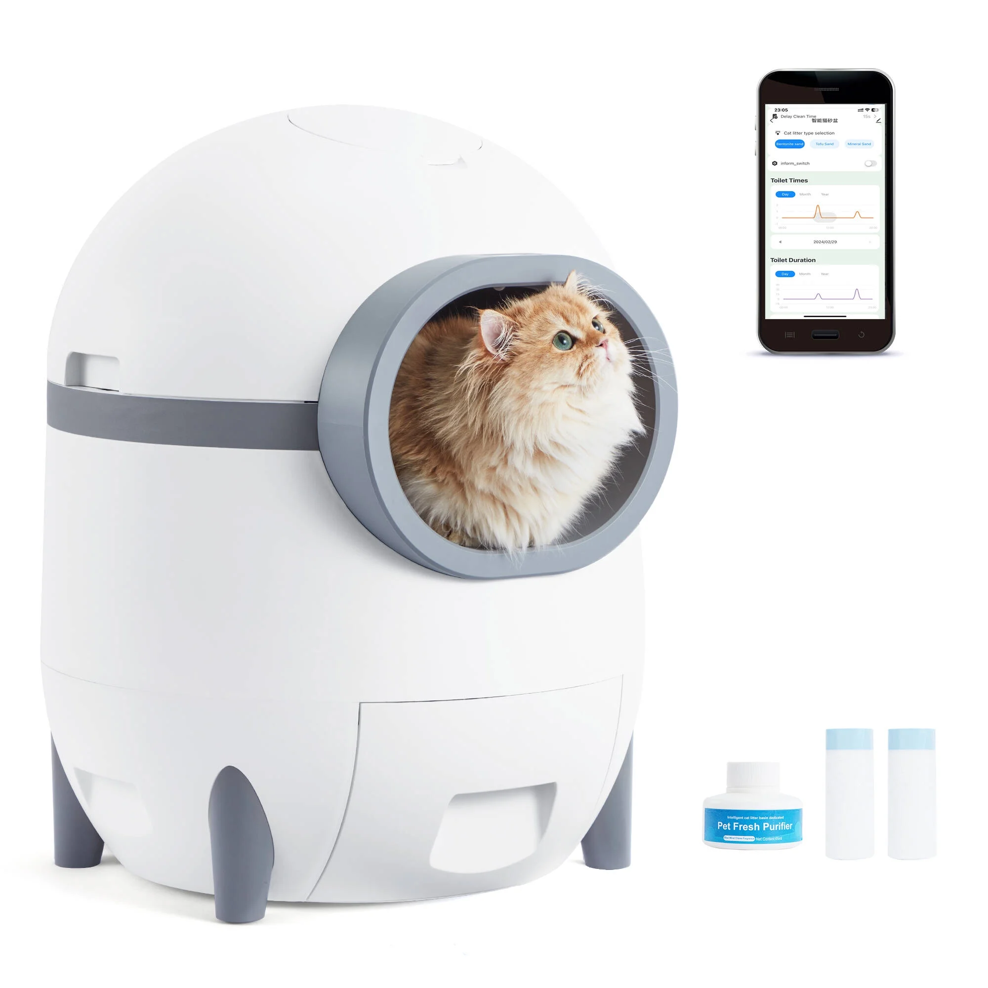 Hommow Automatic Cat Litter Box, Self Cleaning Cat Litter Box with APP Control & Cleaning Kit