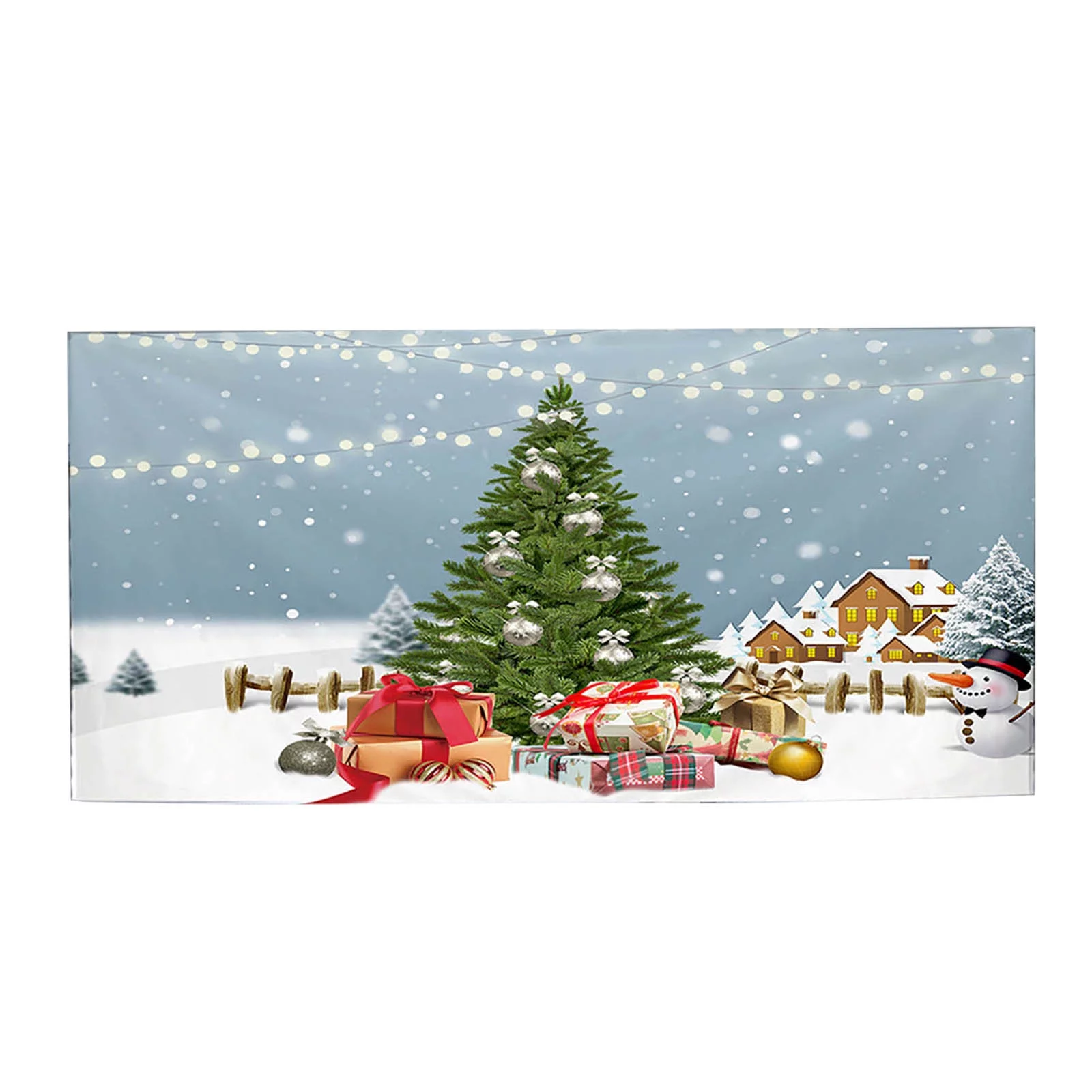 iju7gthy 4th of July Outdoor 7X16Ft Merry Christmas Holiday Banner Garage Door Mural Winter Santa Outdoor Large Gantry Decoration Indoor and Outdoor Christmas Holiday Decoration