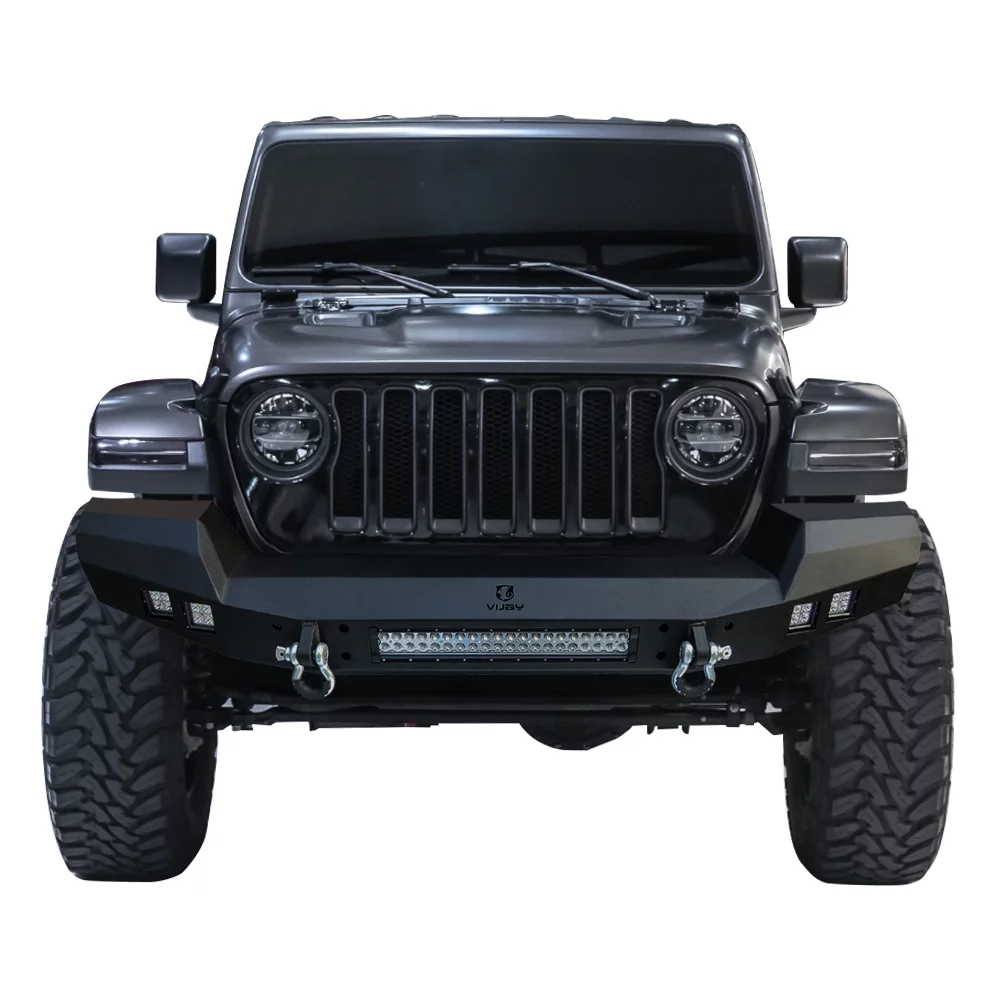 Vijay Front Rear Bumpers with Winch Seat Fits 2018-2021 Jeep Wrangler JL/JLU(Black Texture)