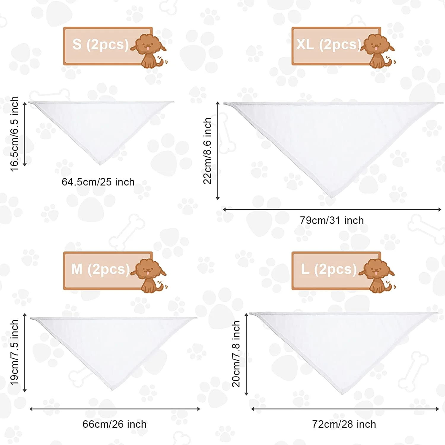 Xuniea 8 Pieces Sublimation Dog Bandanas Solid White DIY Pet Bandanas Triangle Scarf Blank Dog Kerchief Bandanas Polyester Pet Scarf Apparel for Small to Large Dogs Cats Puppy Bibs Kerchief